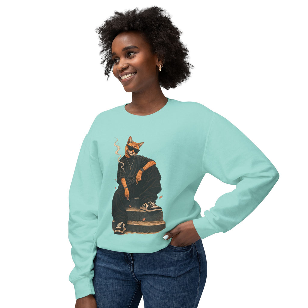 Cool Cat Crewneck Sweatshirt — Streetwear Cat Graphic