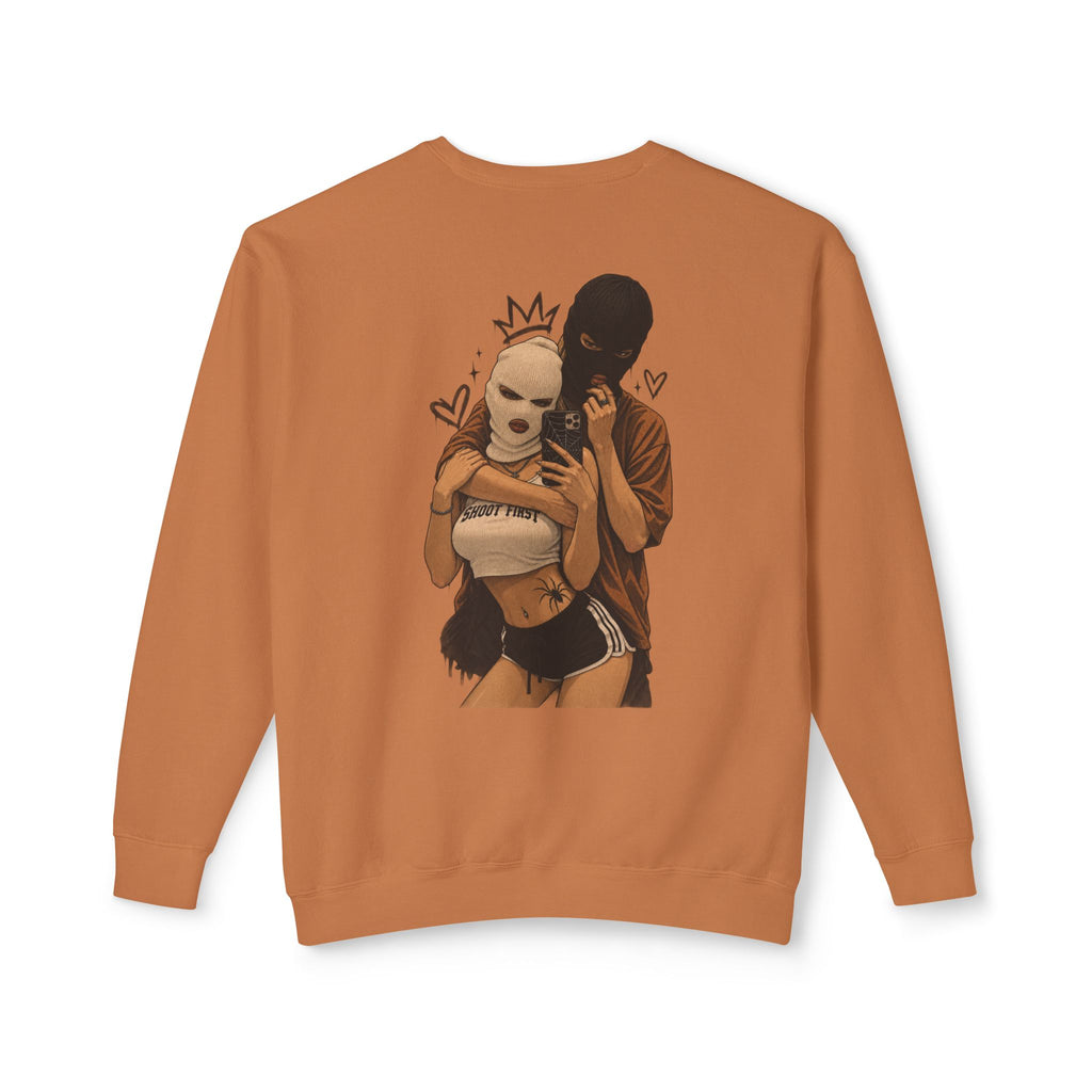 Couple Masked Lovers Crewneck Sweatshirt — Romantic Urban Graphic Pullover
