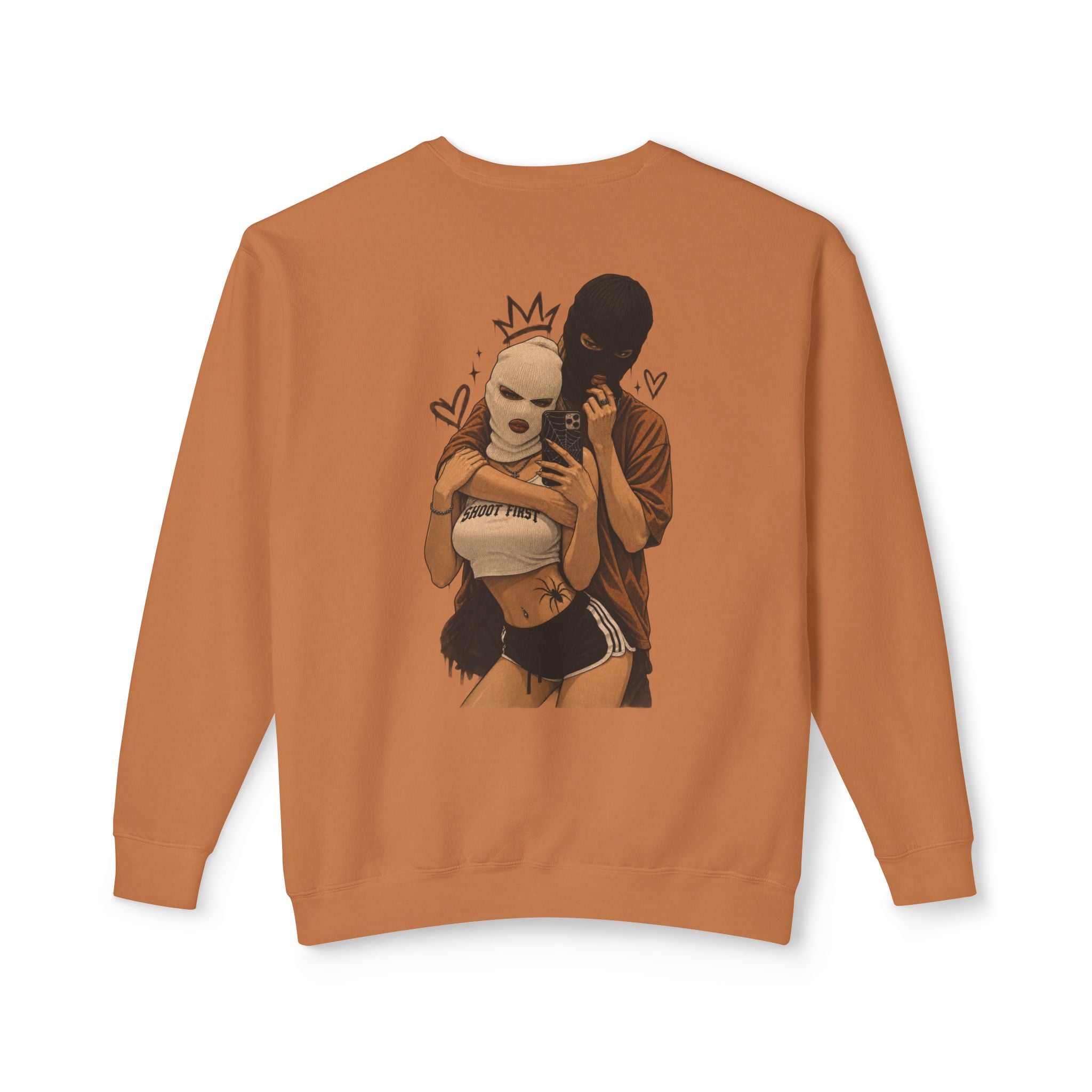 Couple Masked Lovers Crewneck Sweatshirt — Romantic Urban Graphic Pullover