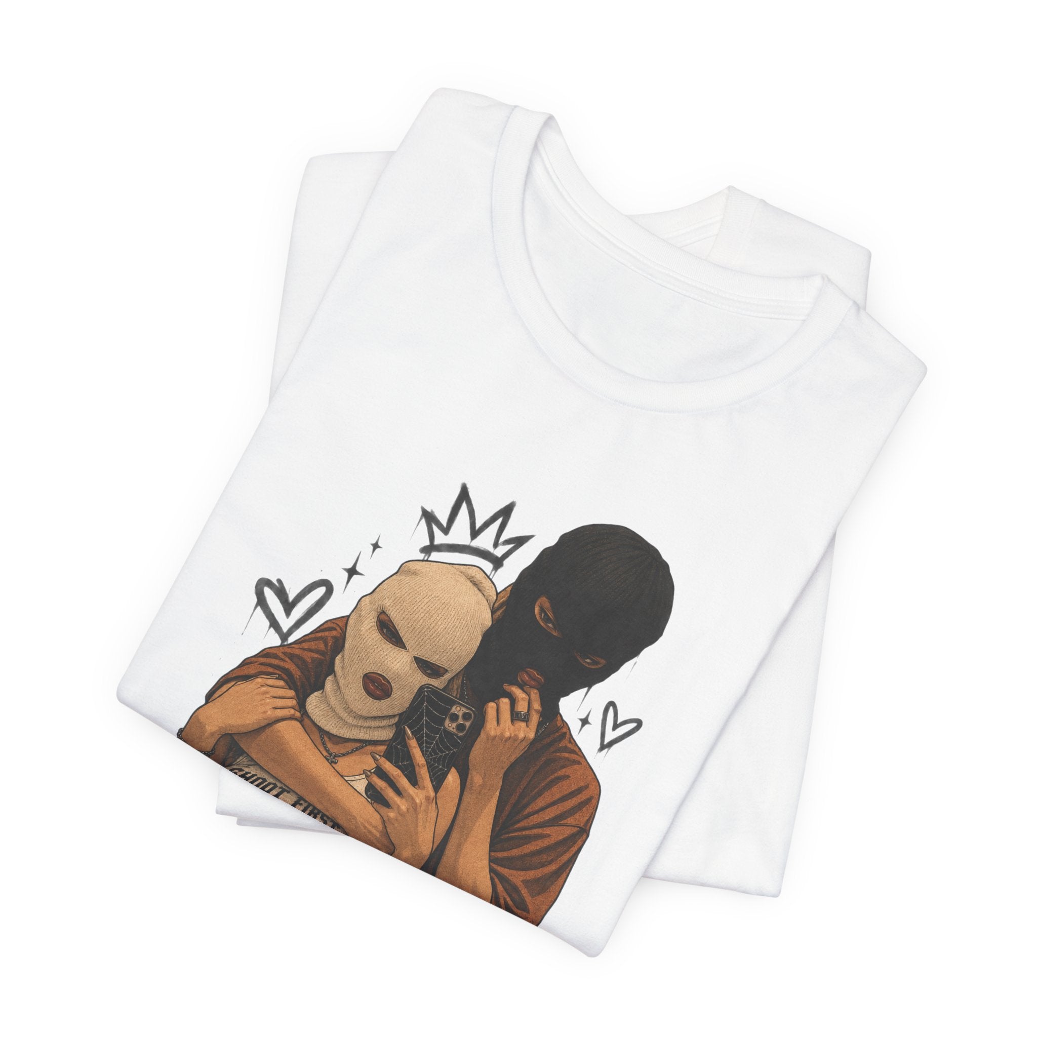 Masked Couple Graphic Tee — 'Trust' Streetwear T-Shirt
