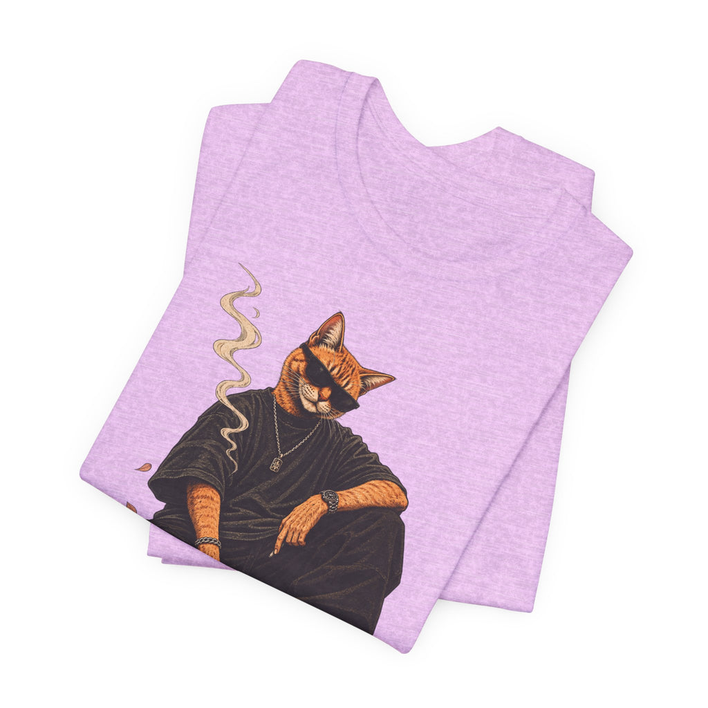 Cat King Streetwear T-Shirt — Cool Cat Sitting with Sunglasses & Smoke