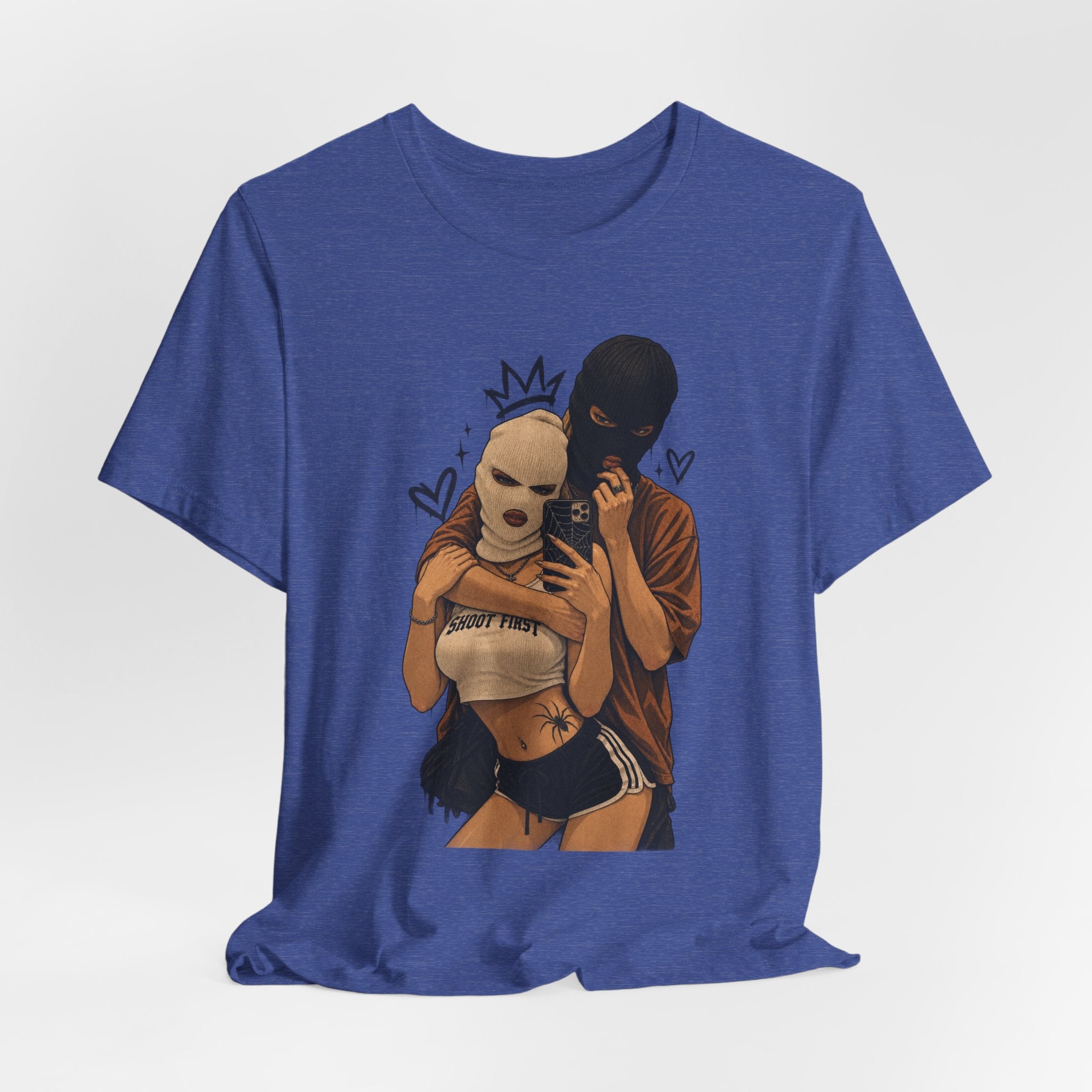 Masked Couple Graphic Tee — 'Trust' Streetwear T-Shirt