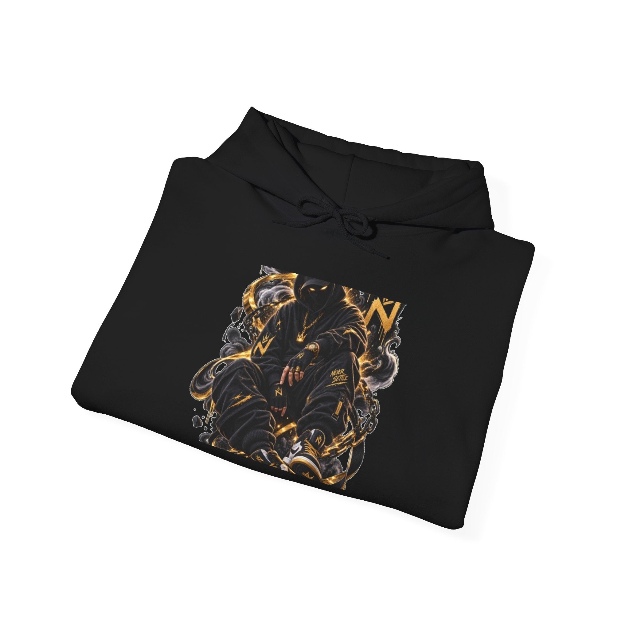 Abstract Gold & Black Swirl Hoodie — Modern Art Graphic Hoodie