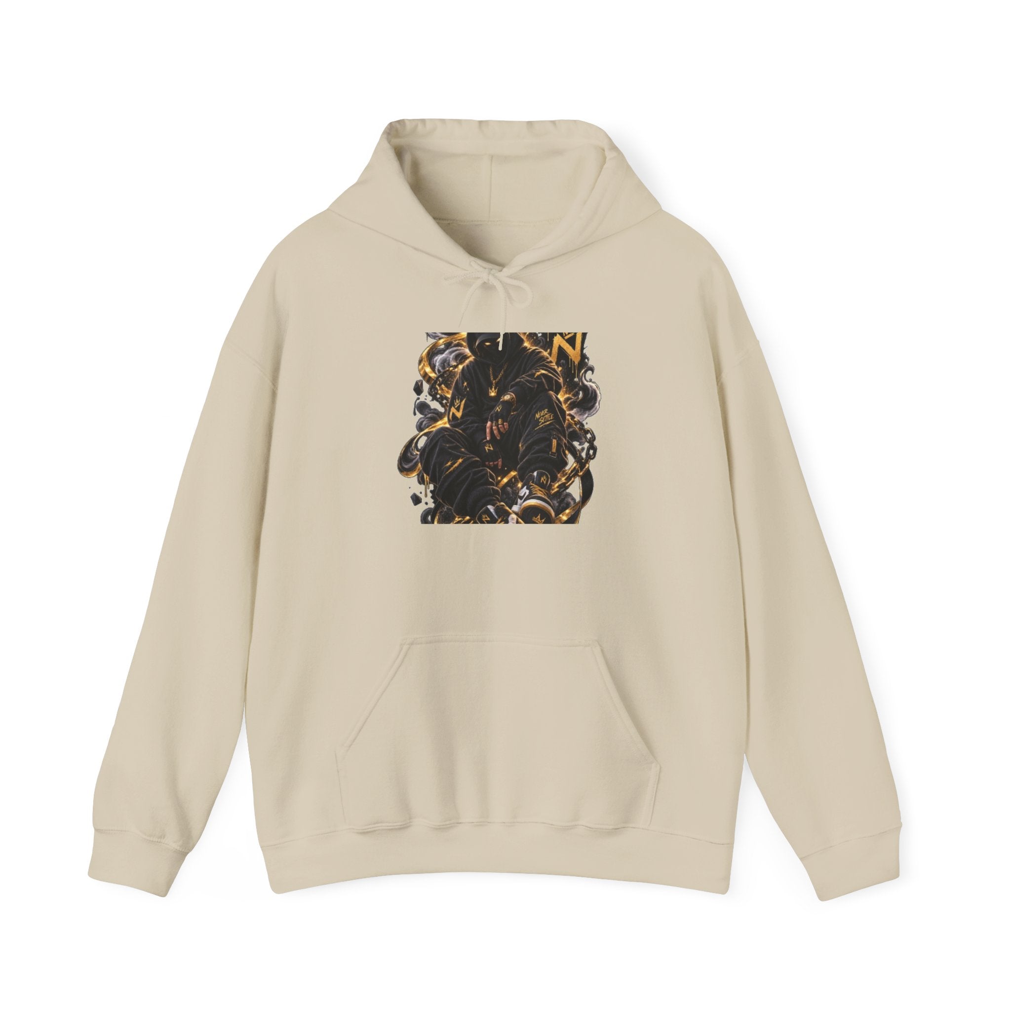 Abstract Gold & Black Swirl Hoodie — Modern Art Graphic Hoodie