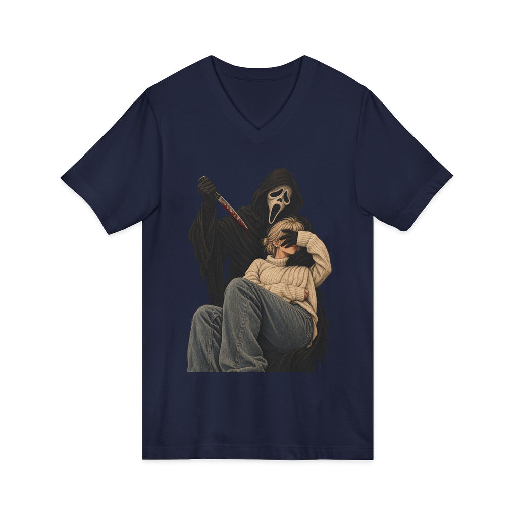 Scream Grim Reaper Graphic V-Neck Tee — Horror Movie Inspired T-Shirt