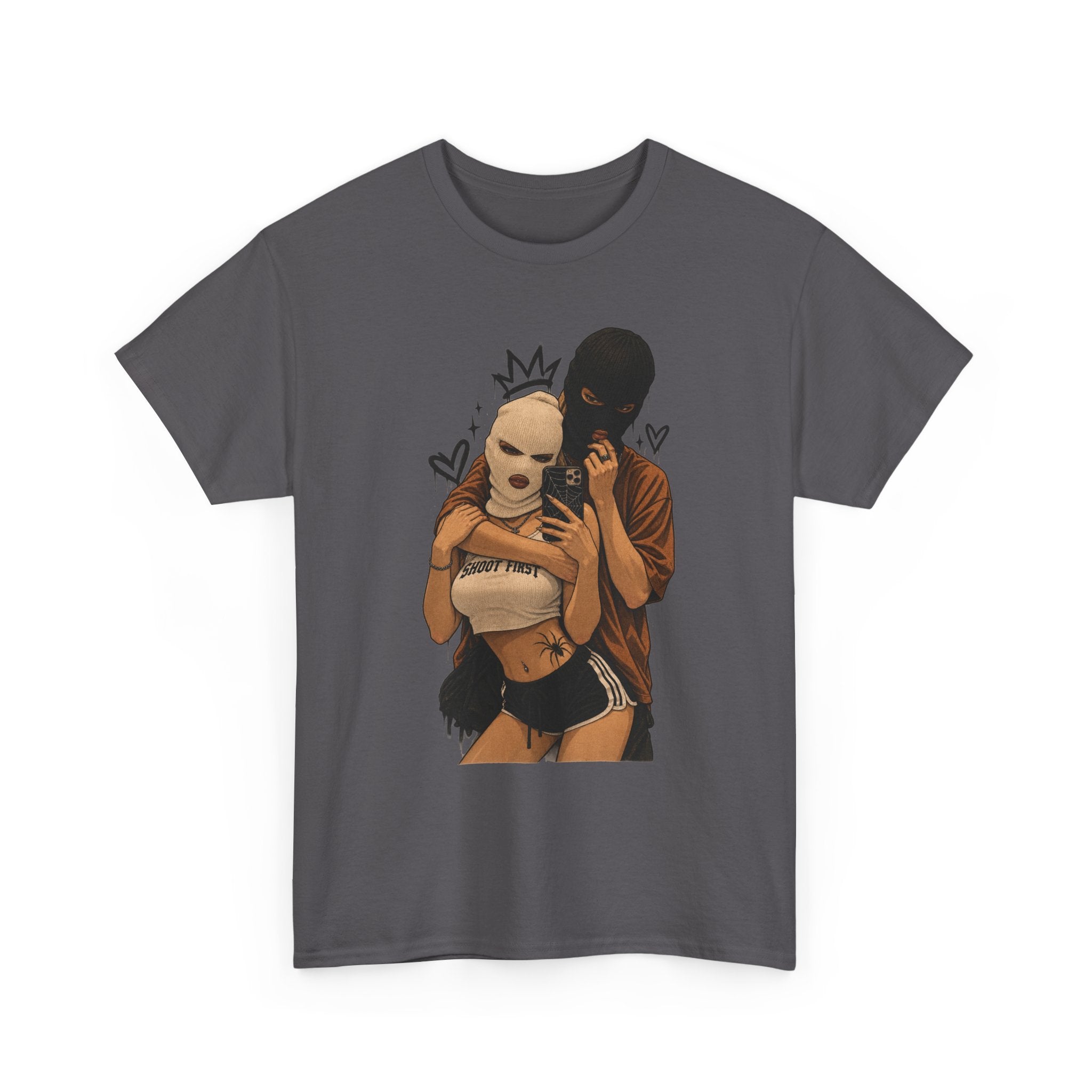Graphic Couple Tee — 'Queen & King' Illustration