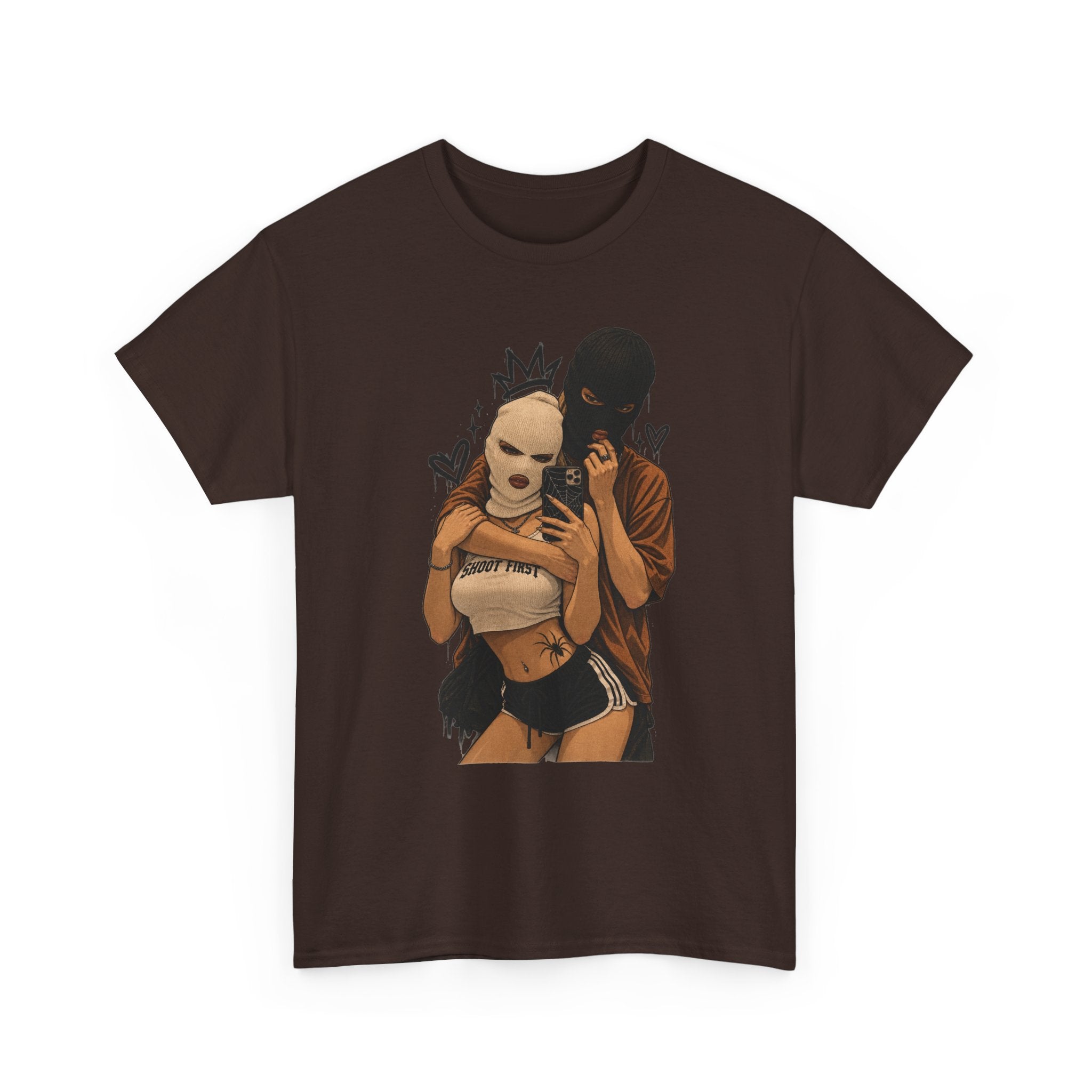 Graphic Couple Tee — 'Queen & King' Illustration