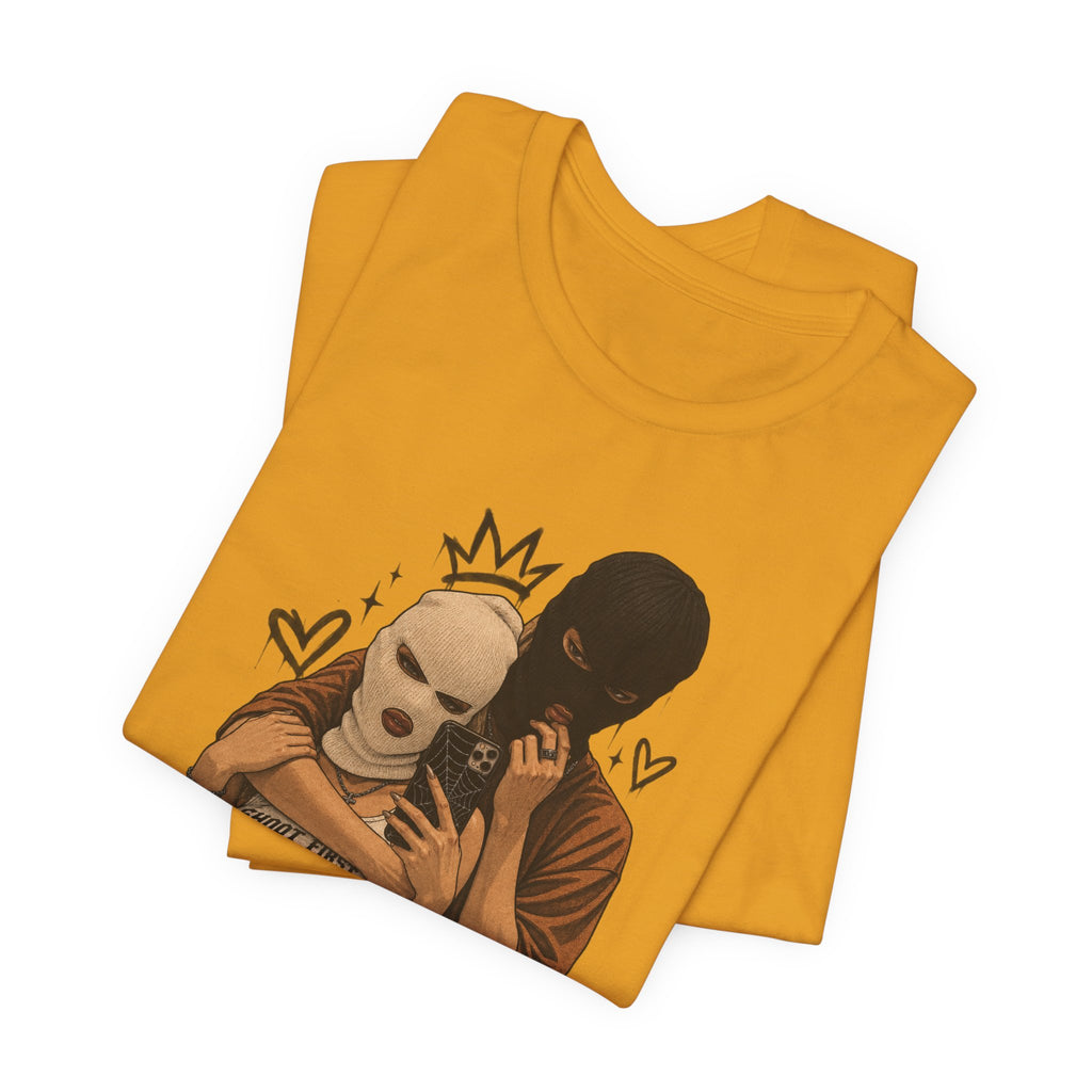 Masked Couple Graphic Tee — 'Trust' Streetwear T-Shirt