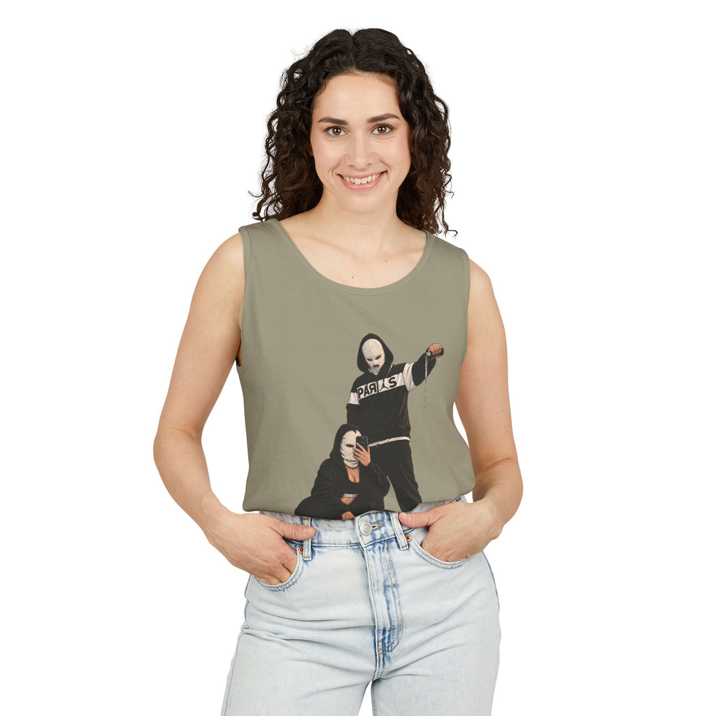 Street Style Tank Top — Graphic Masked Duo Illustration