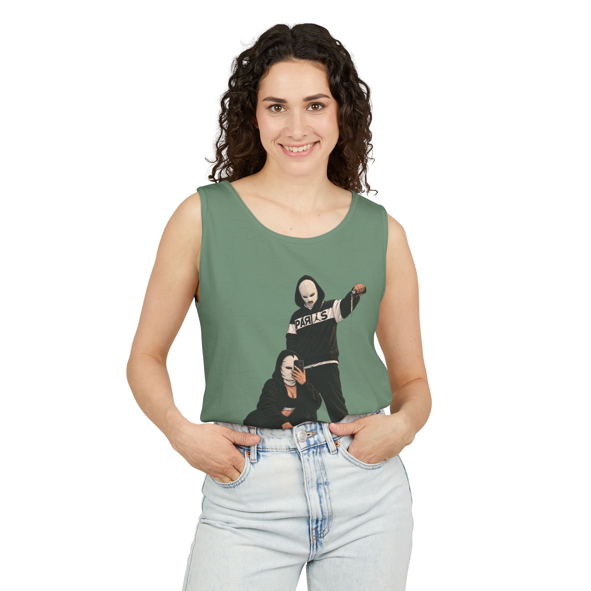 Street Style Tank Top — Graphic Masked Duo Illustration