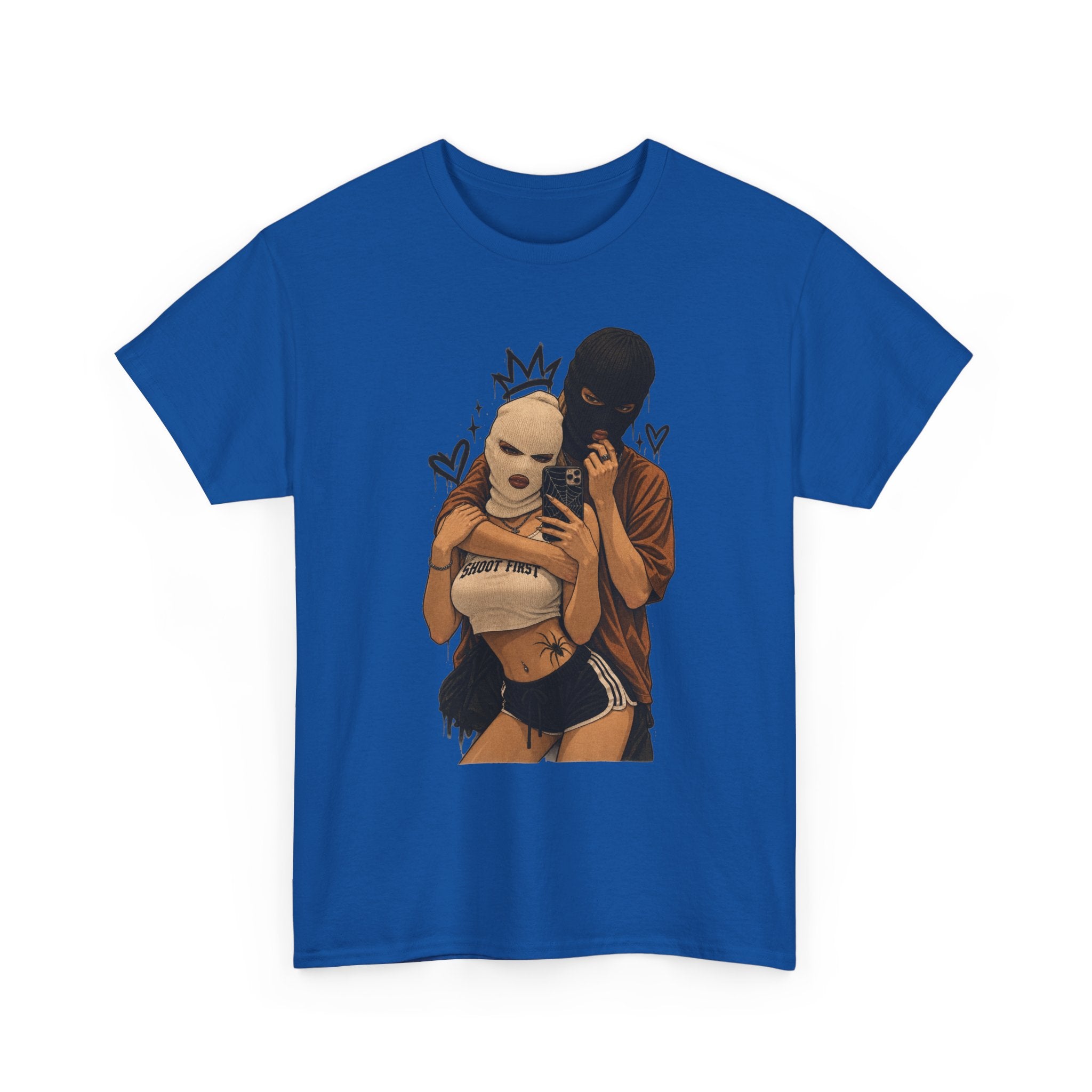 Graphic Couple Tee — 'Queen & King' Illustration