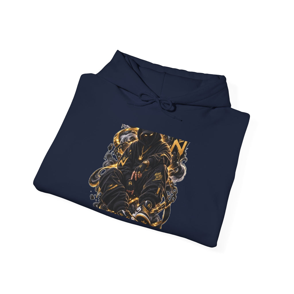Abstract Gold & Black Swirl Hoodie — Modern Art Graphic Hoodie