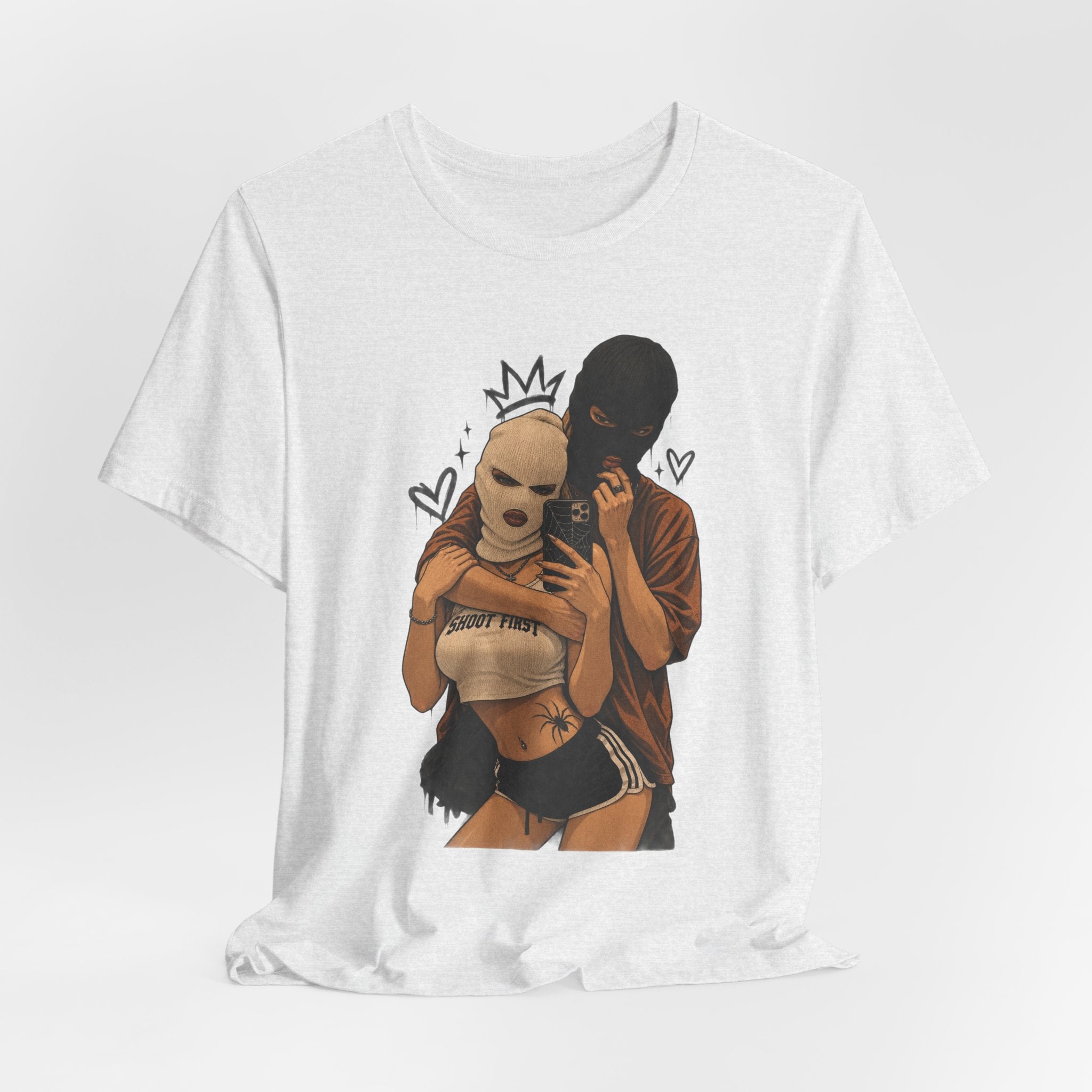 Masked Couple Graphic Tee — 'Trust' Streetwear T-Shirt