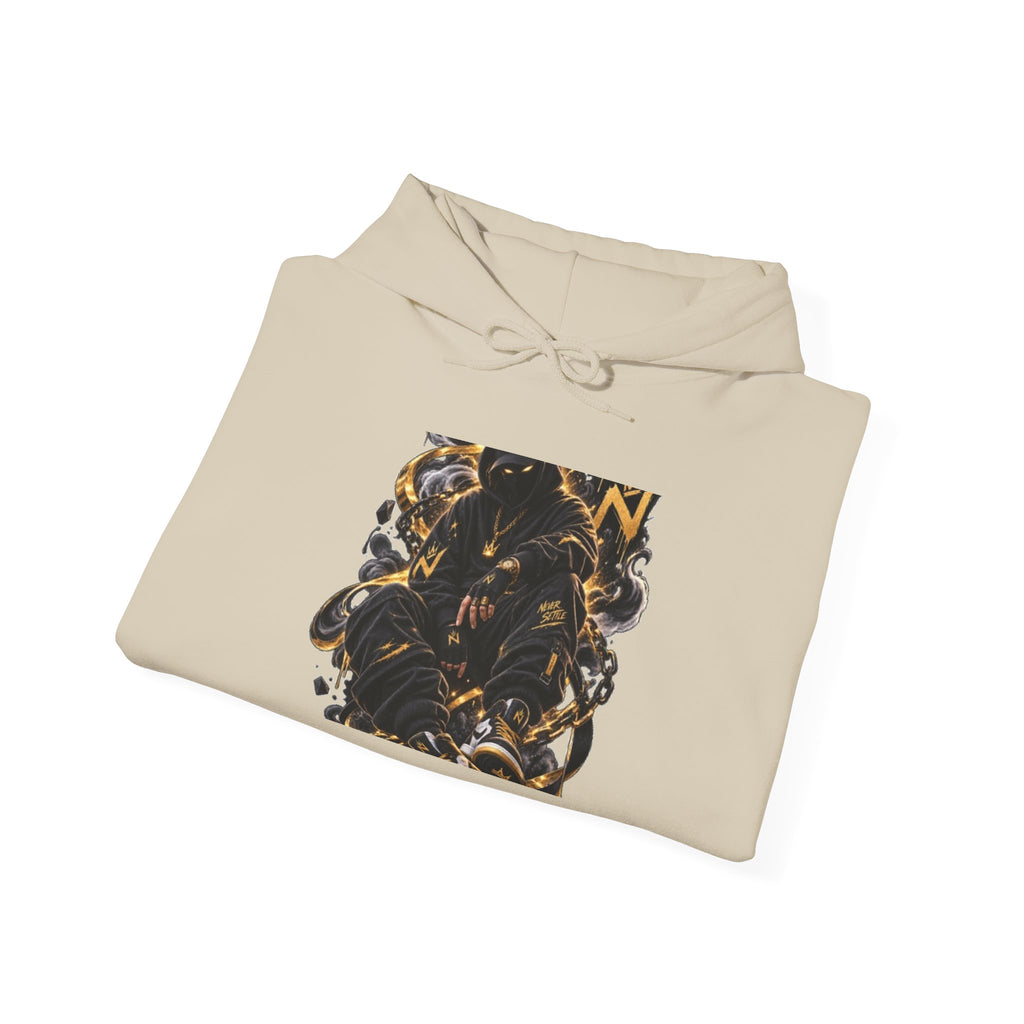 Abstract Gold & Black Swirl Hoodie — Modern Art Graphic Hoodie