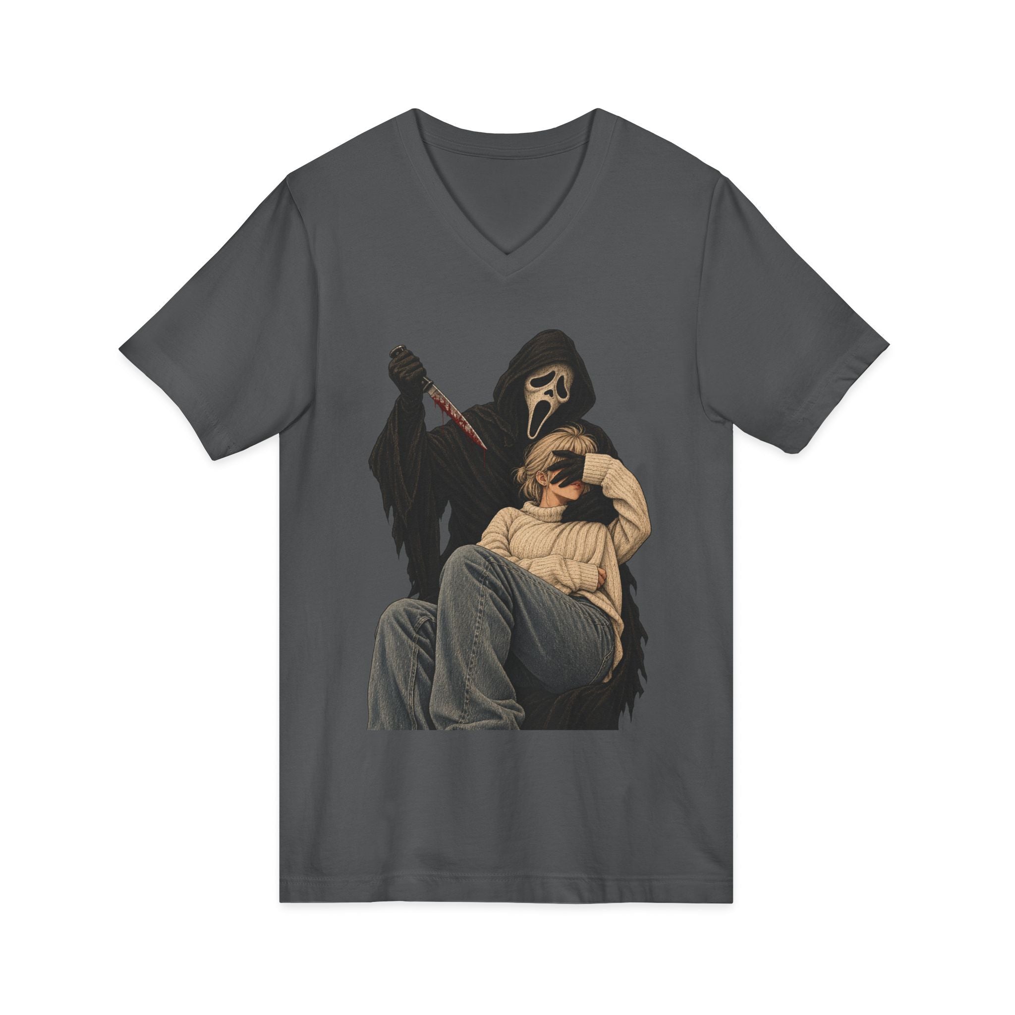 Scream Grim Reaper Graphic V-Neck Tee — Horror Movie Inspired T-Shirt