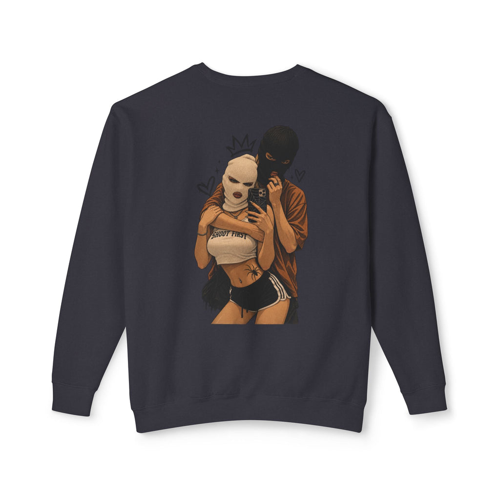 Couple Masked Lovers Crewneck Sweatshirt — Romantic Urban Graphic Pullover