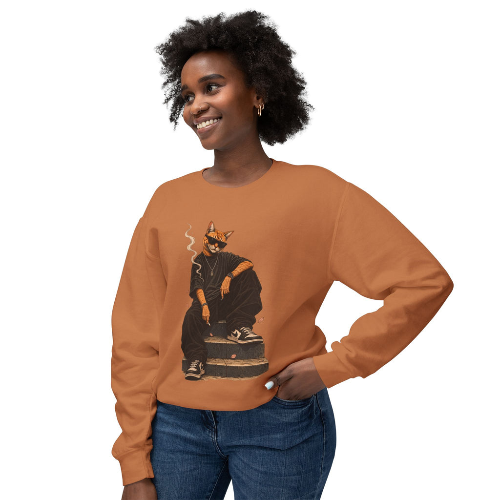 Cool Cat Crewneck Sweatshirt — Streetwear Cat Graphic