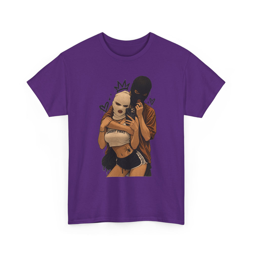 Graphic Couple Tee — 'Queen & King' Illustration