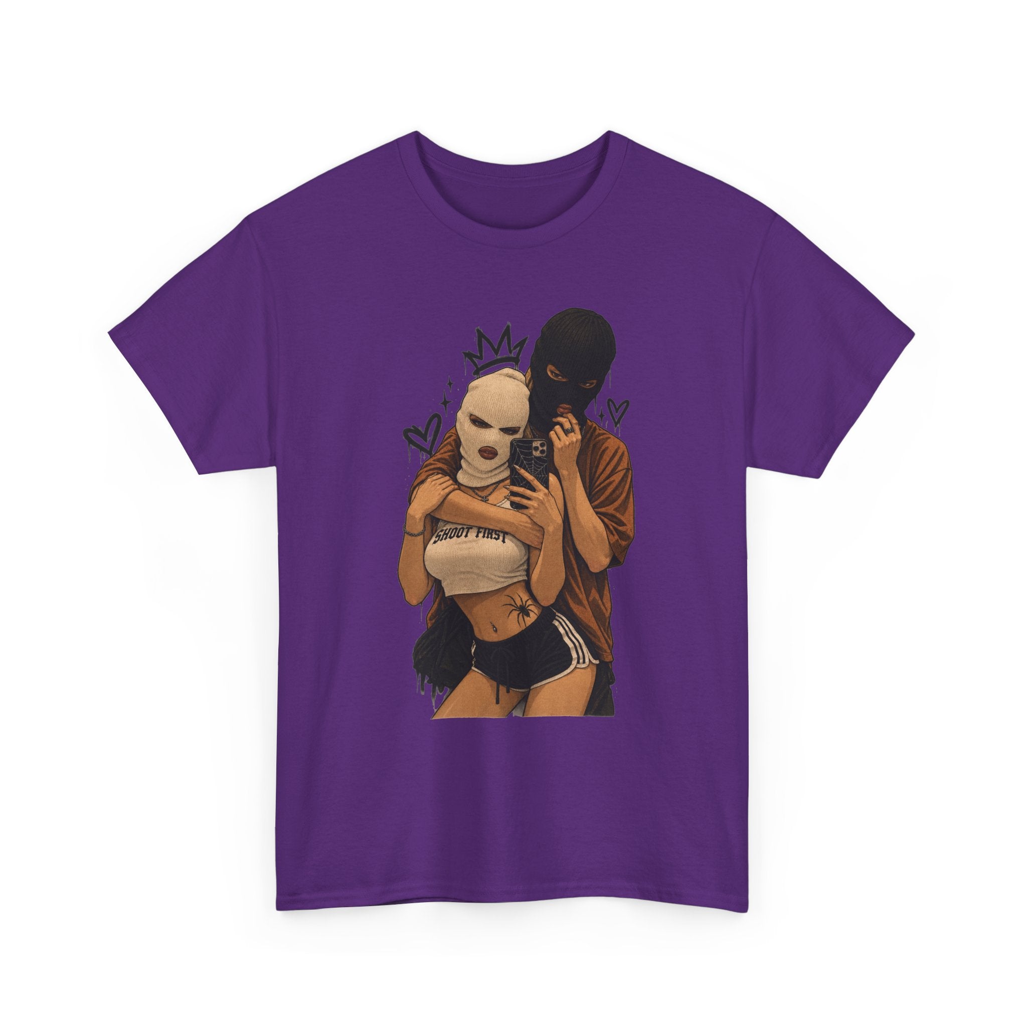 Graphic Couple Tee — 'Queen & King' Illustration