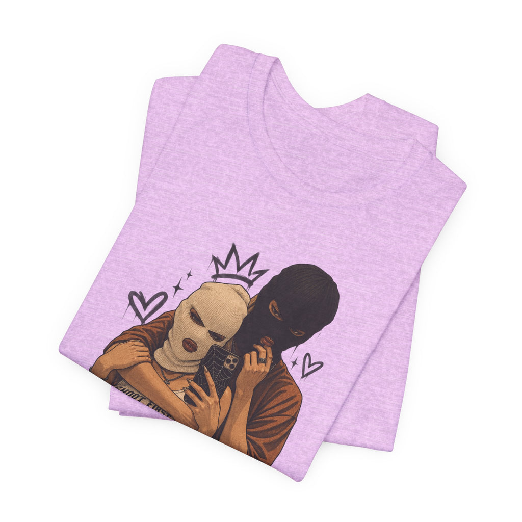 Masked Couple Graphic Tee — 'Trust' Streetwear T-Shirt