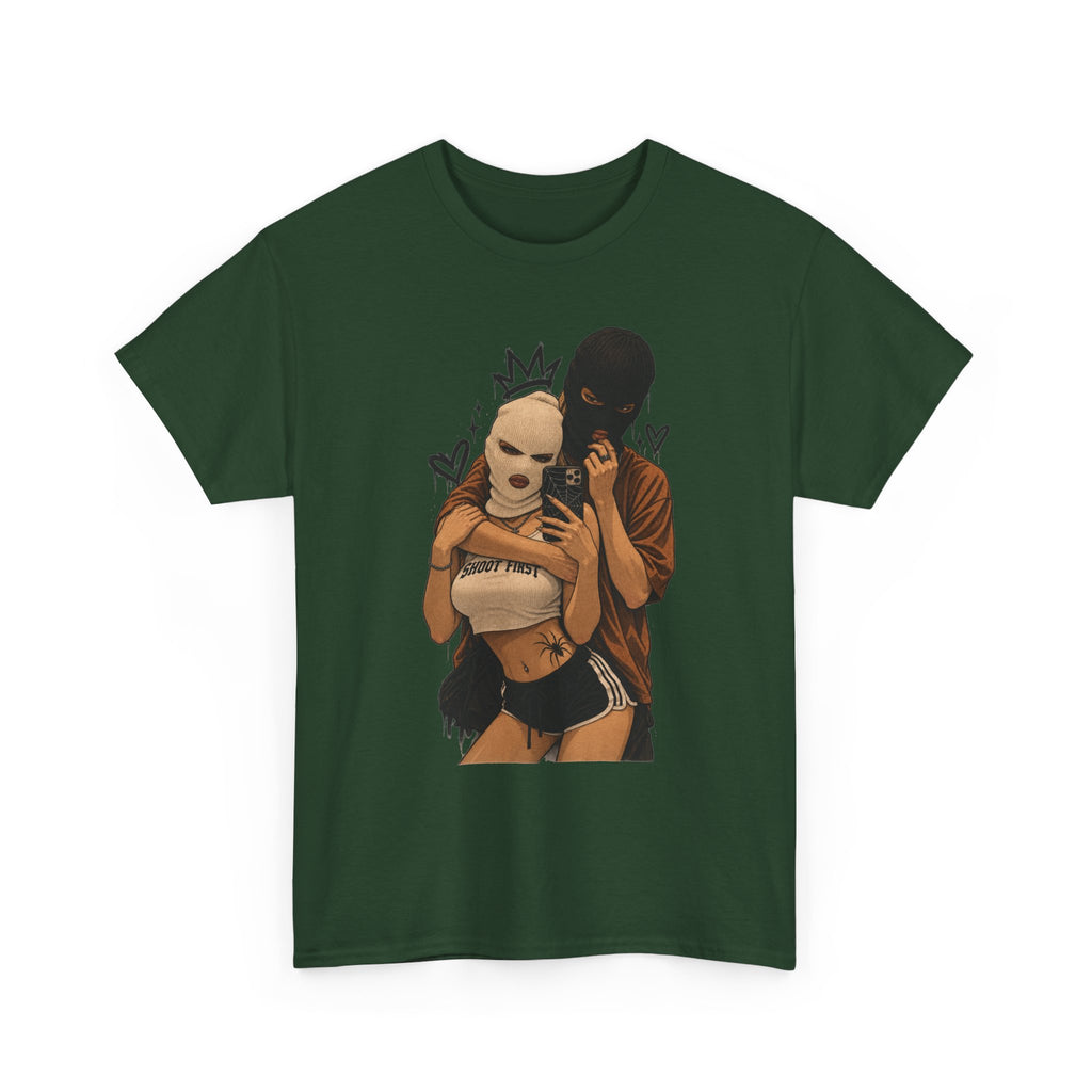 Graphic Couple Tee — 'Queen & King' Illustration
