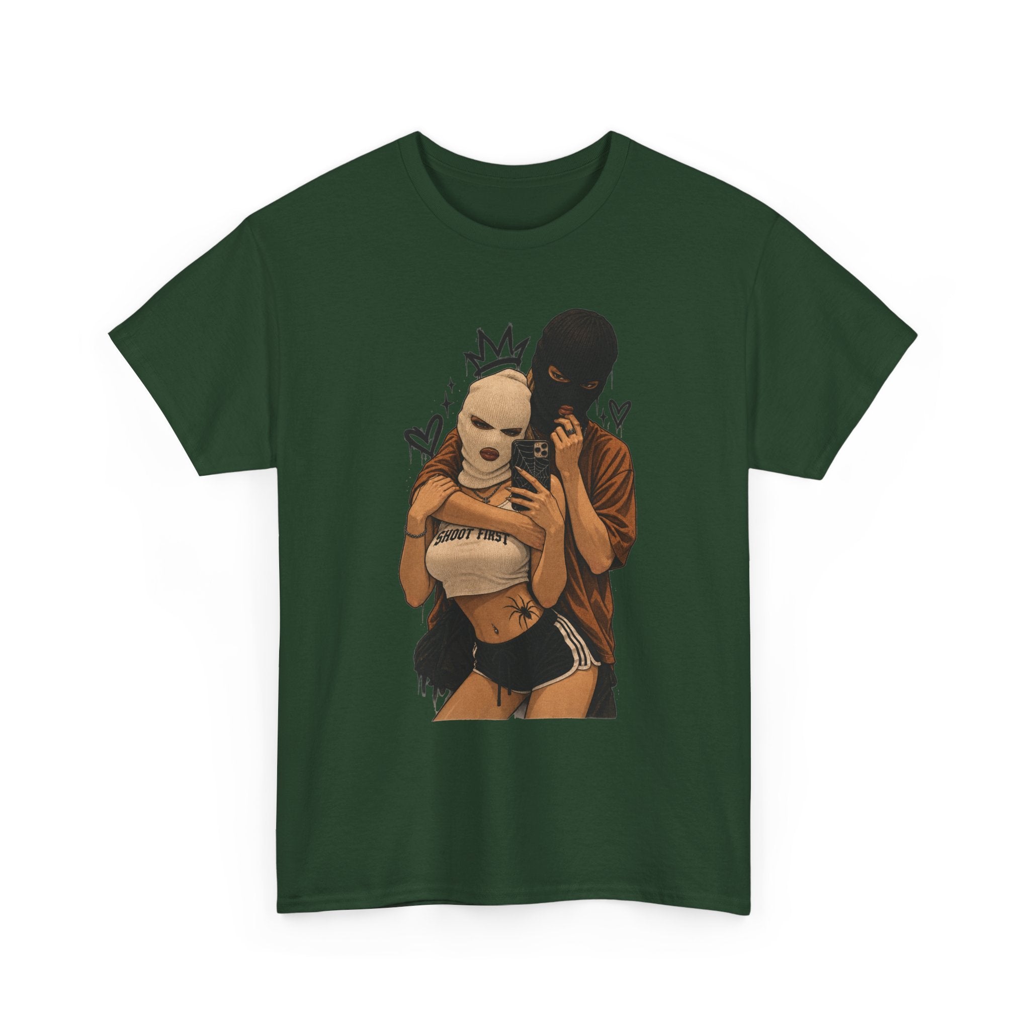 Graphic Couple Tee — 'Queen & King' Illustration