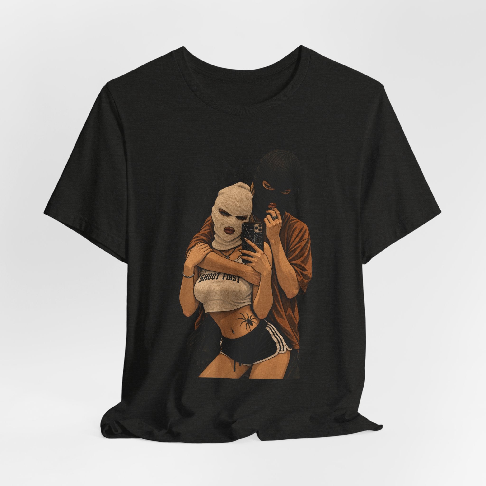 Masked Couple Graphic Tee — 'Trust' Streetwear T-Shirt