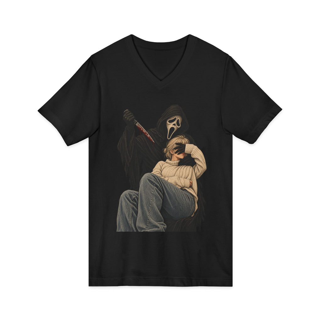 Scream Grim Reaper Graphic V-Neck Tee — Horror Movie Inspired T-Shirt