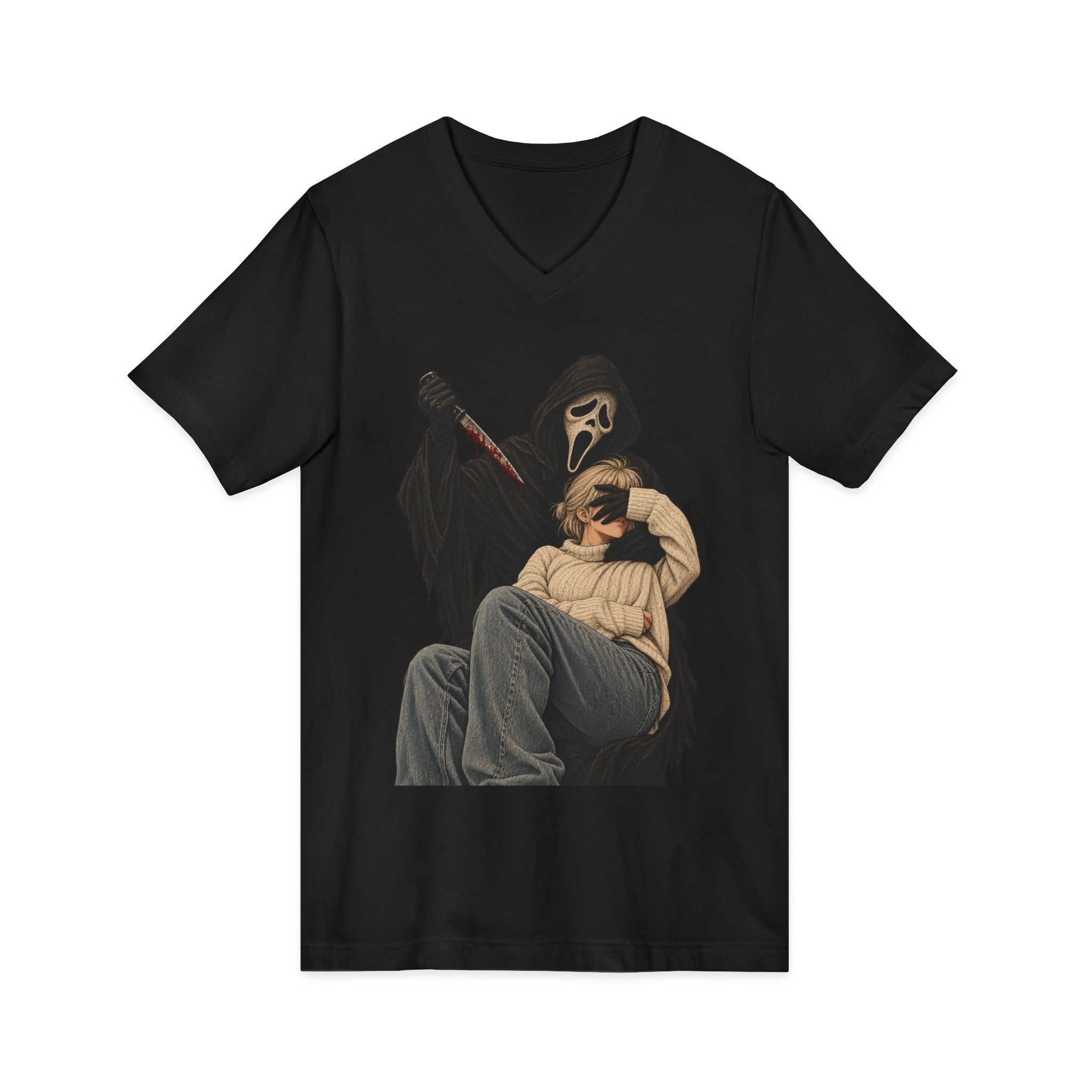 Scream Grim Reaper Graphic V-Neck Tee — Horror Movie Inspired T-Shirt