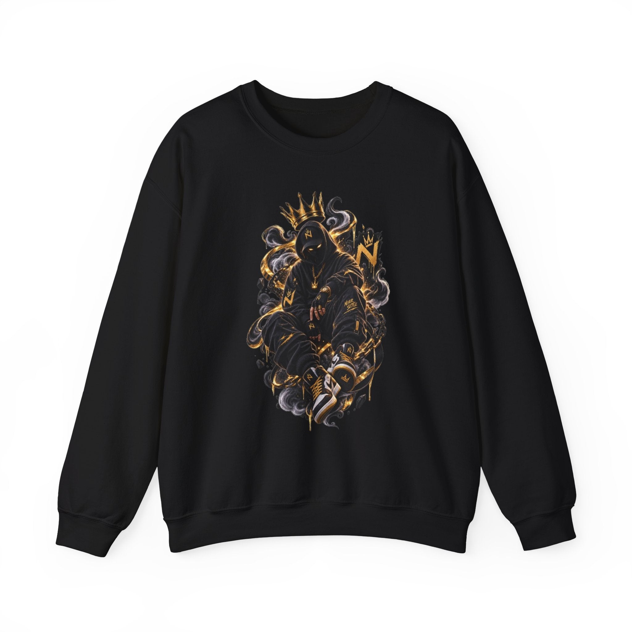 Crewneck Sweatshirt — Majestic Black Panther King Illustration