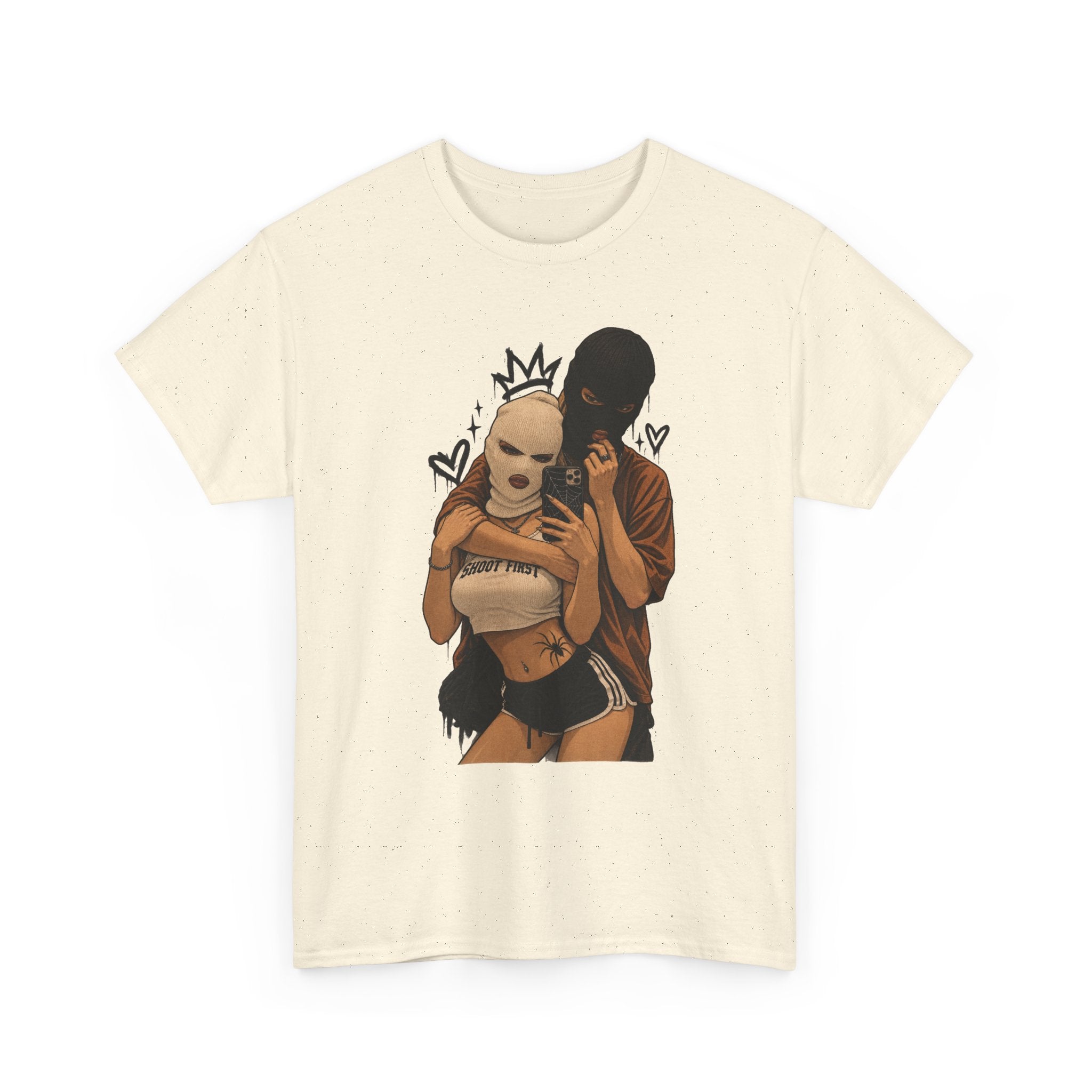 Graphic Couple Tee — 'Queen & King' Illustration