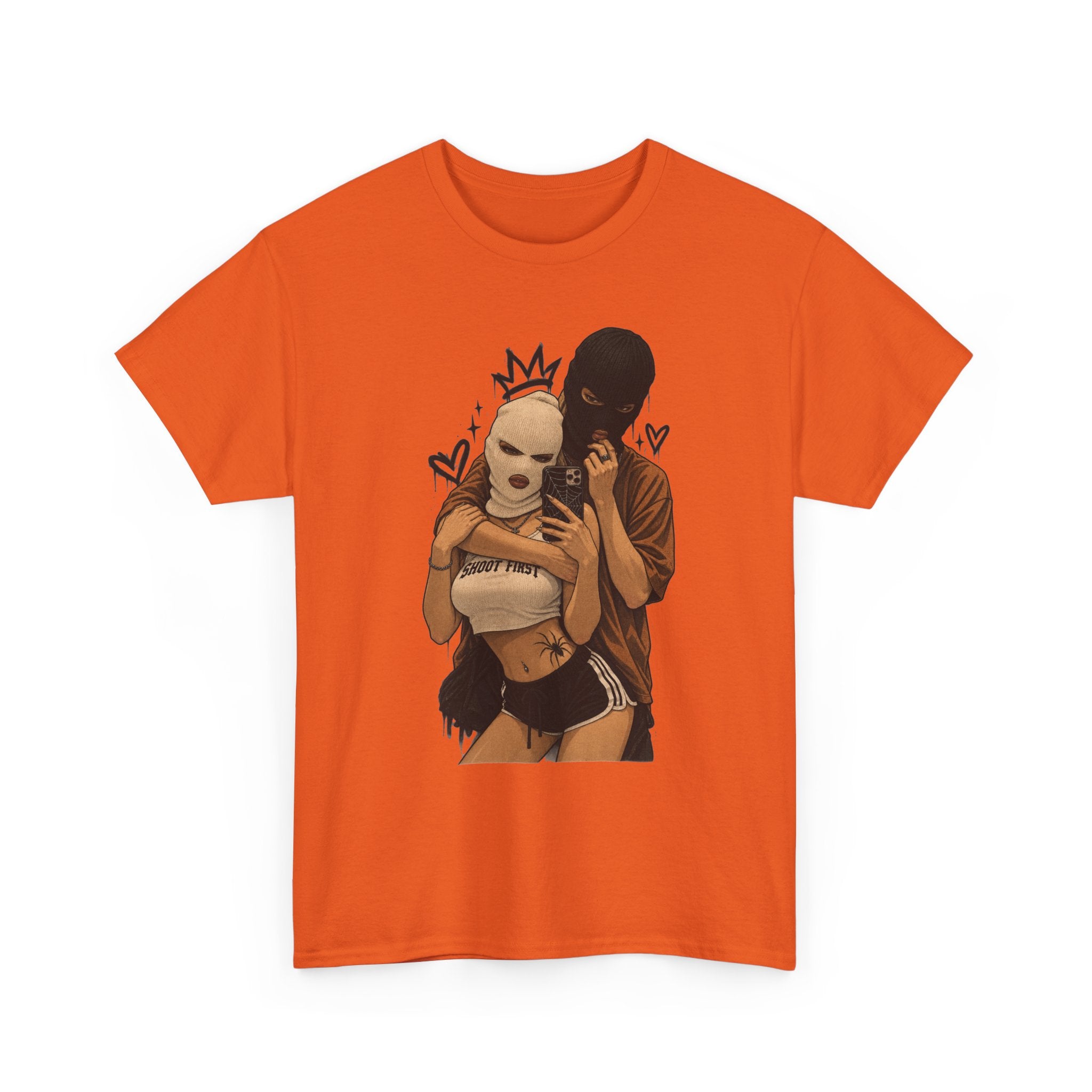 Graphic Couple Tee — 'Queen & King' Illustration