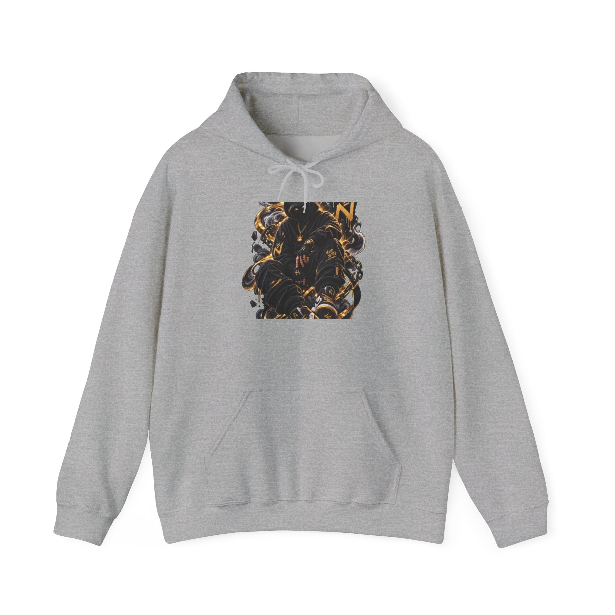 Abstract Gold & Black Swirl Hoodie — Modern Art Graphic Hoodie