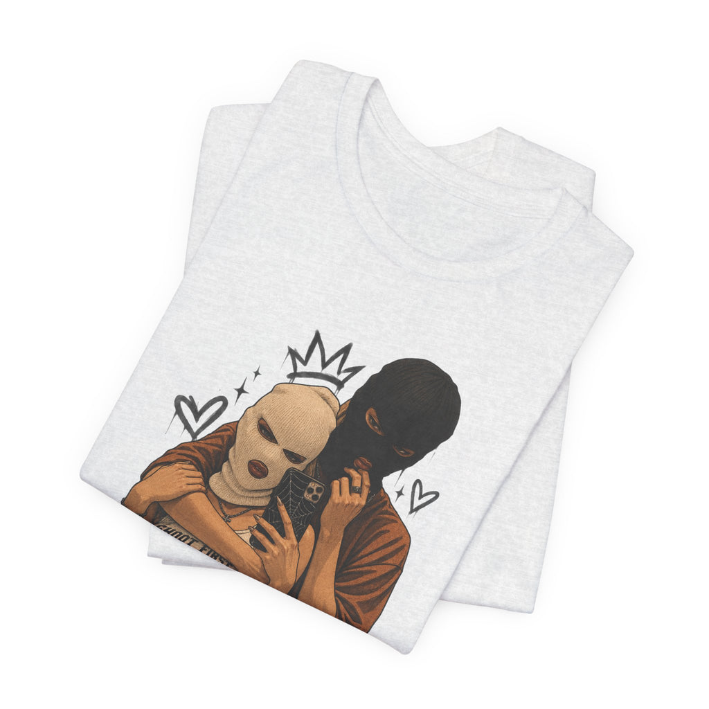 Masked Couple Graphic Tee — 'Trust' Streetwear T-Shirt