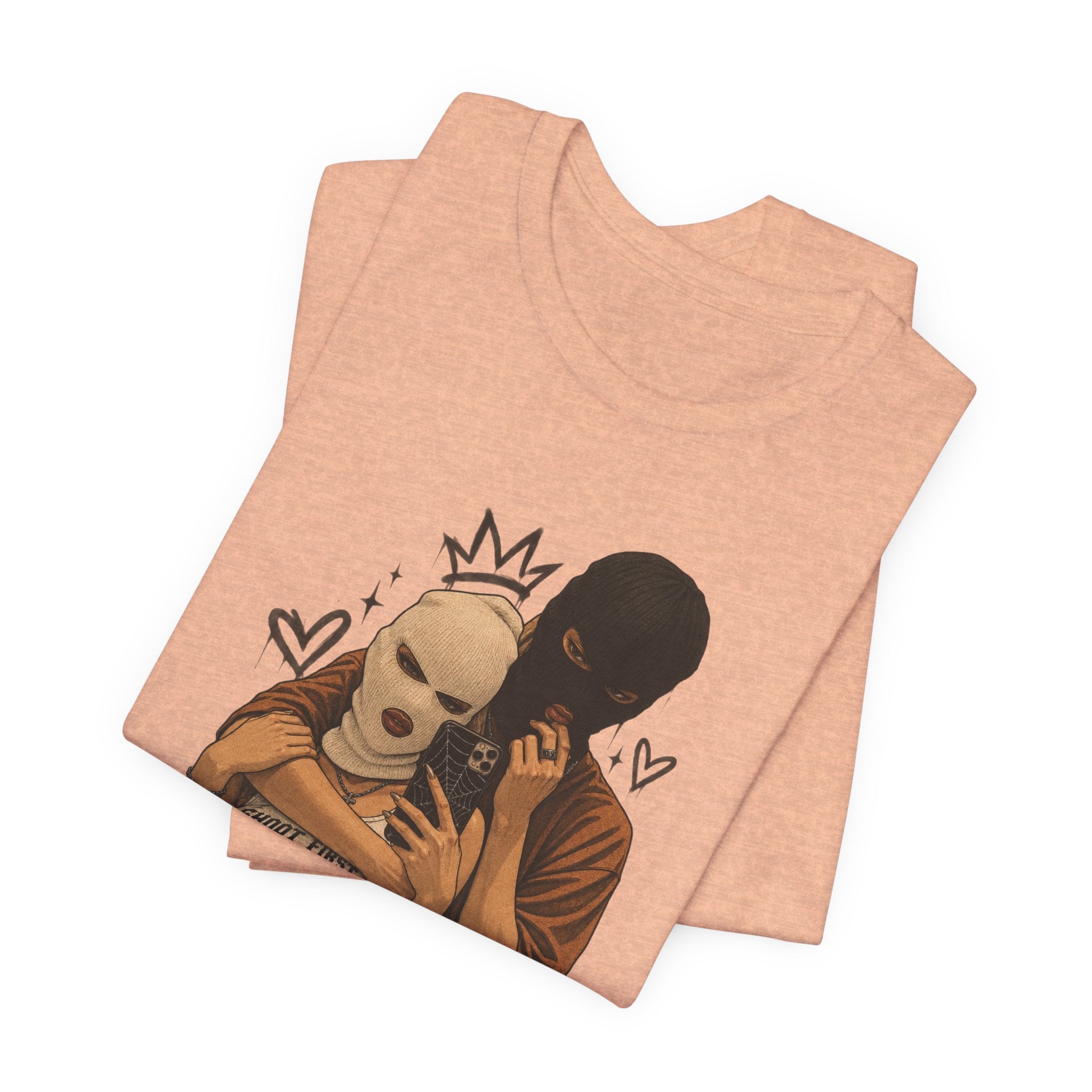 Masked Couple Graphic Tee — 'Trust' Streetwear T-Shirt