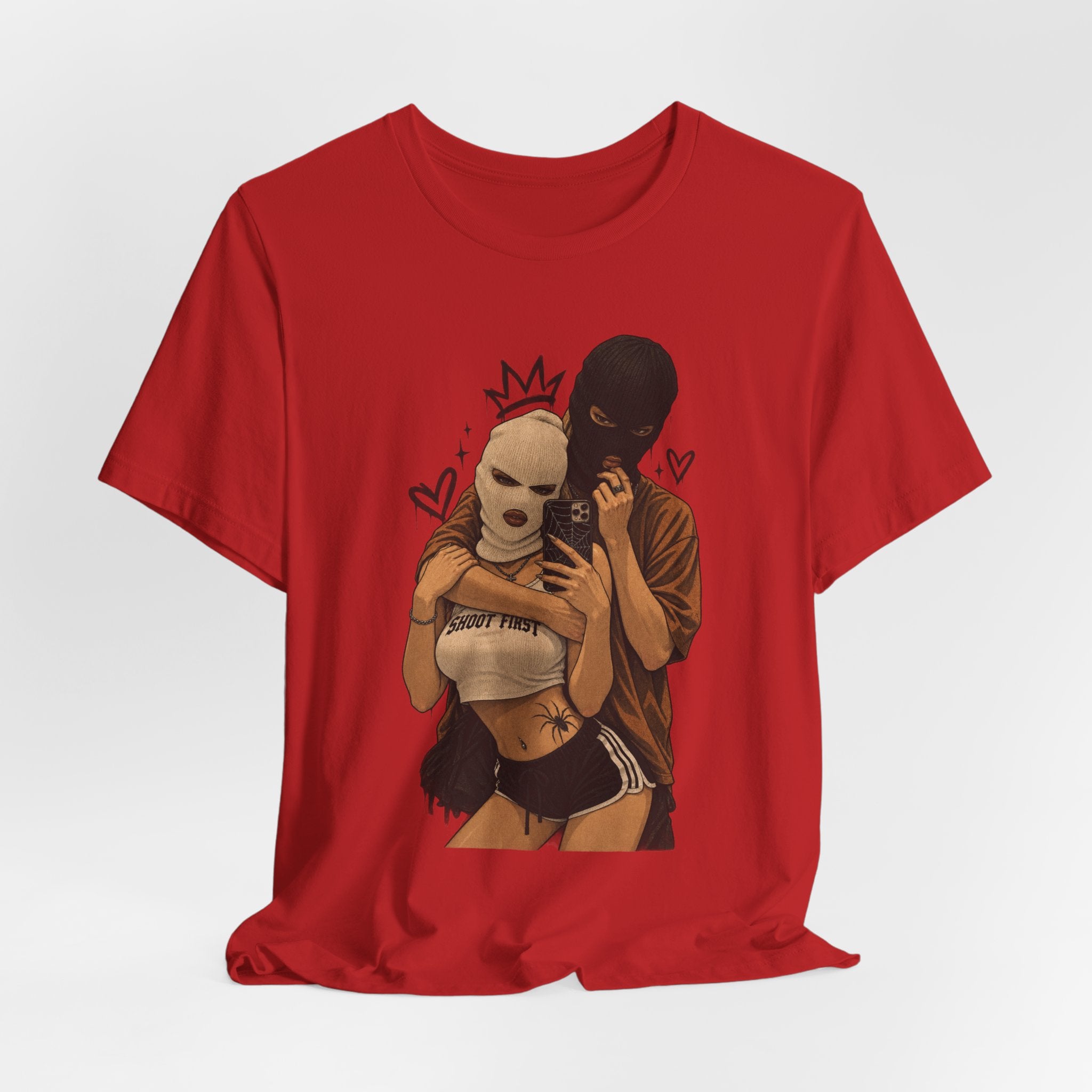 Masked Couple Graphic Tee — 'Trust' Streetwear T-Shirt