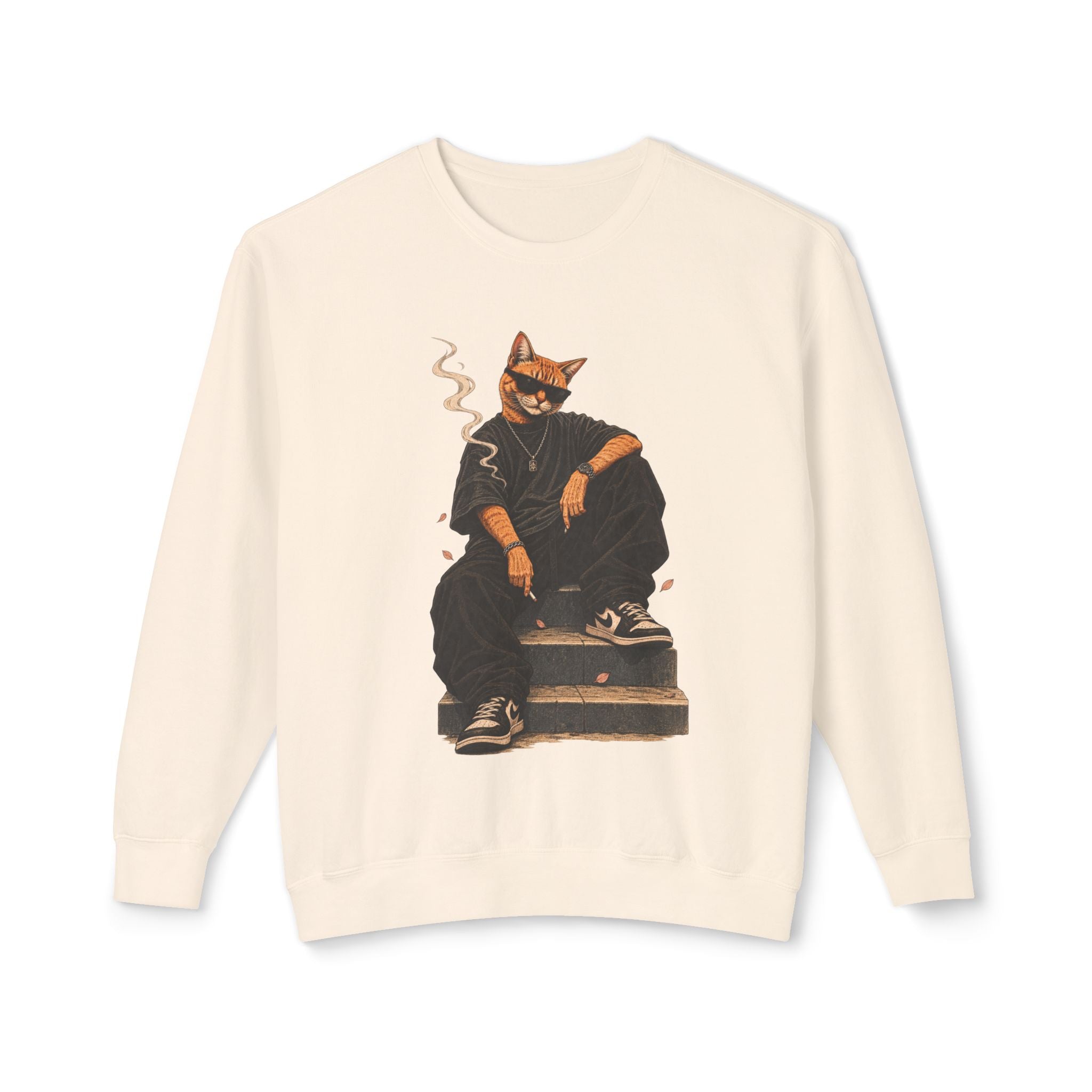 Cool Cat Crewneck Sweatshirt — Streetwear Cat Graphic