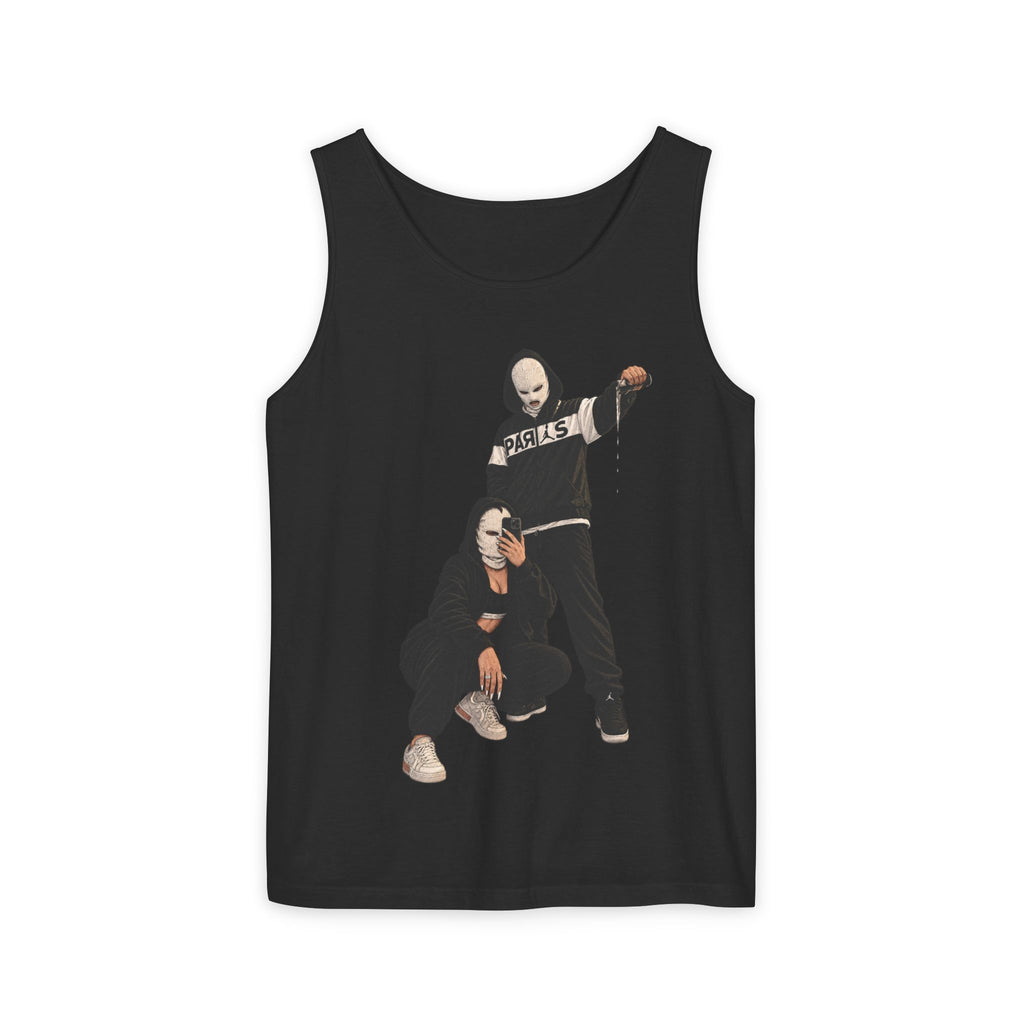 Street Style Tank Top — Graphic Masked Duo Illustration