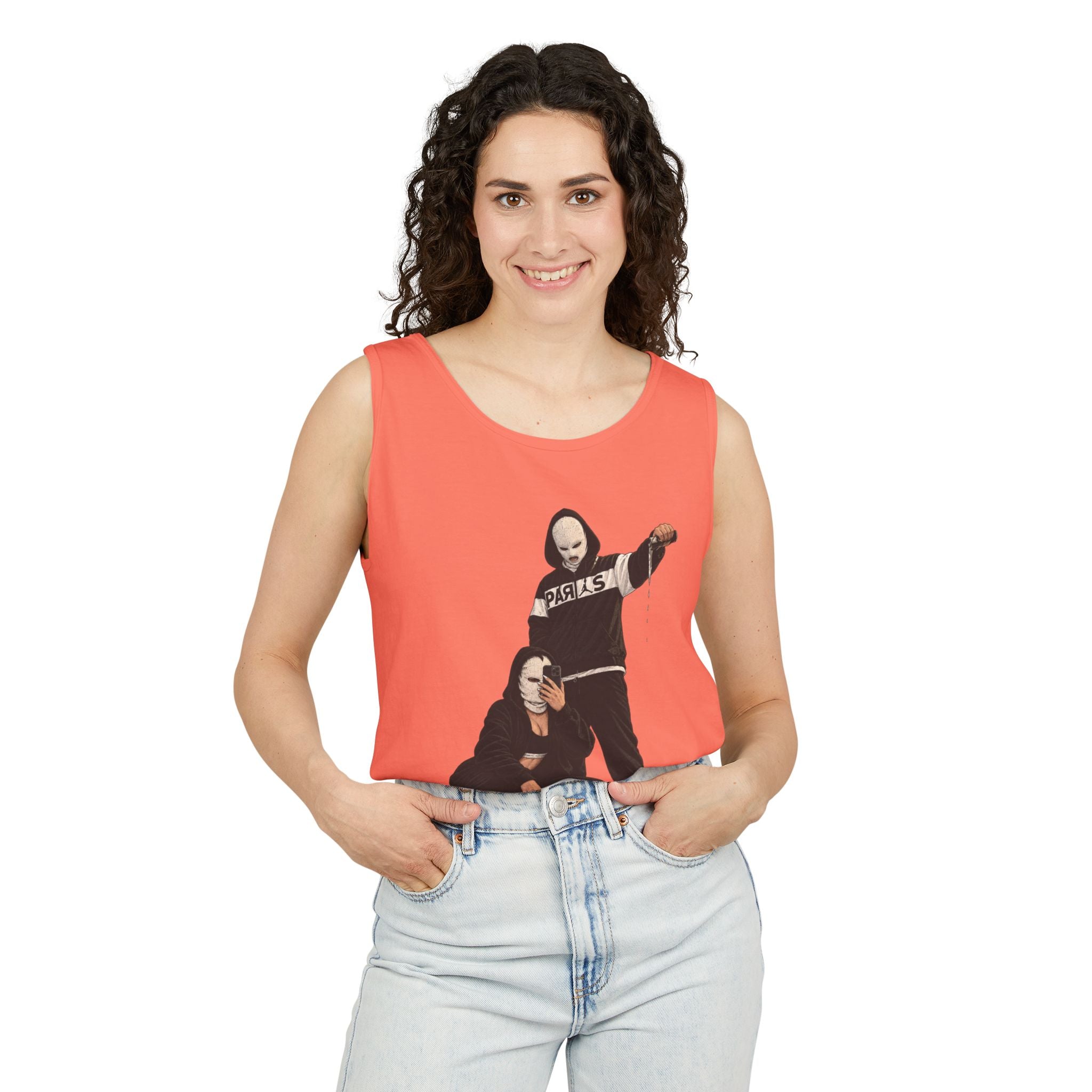 Street Style Tank Top — Graphic Masked Duo Illustration