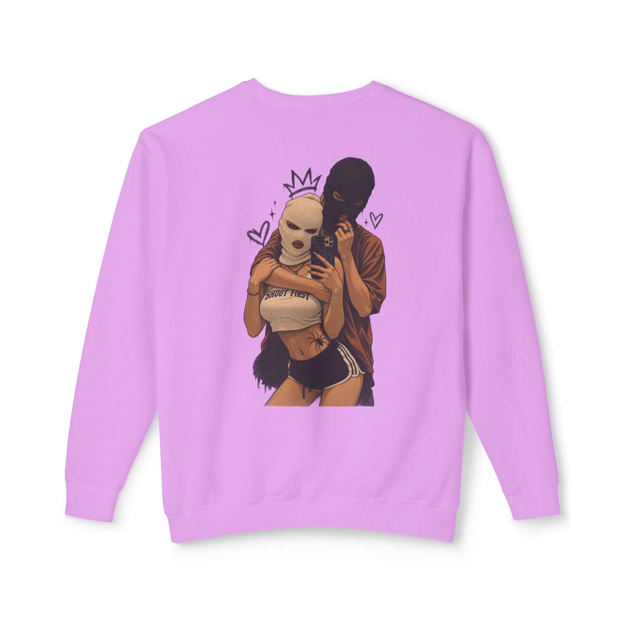 Couple Masked Lovers Crewneck Sweatshirt — Romantic Urban Graphic Pullover