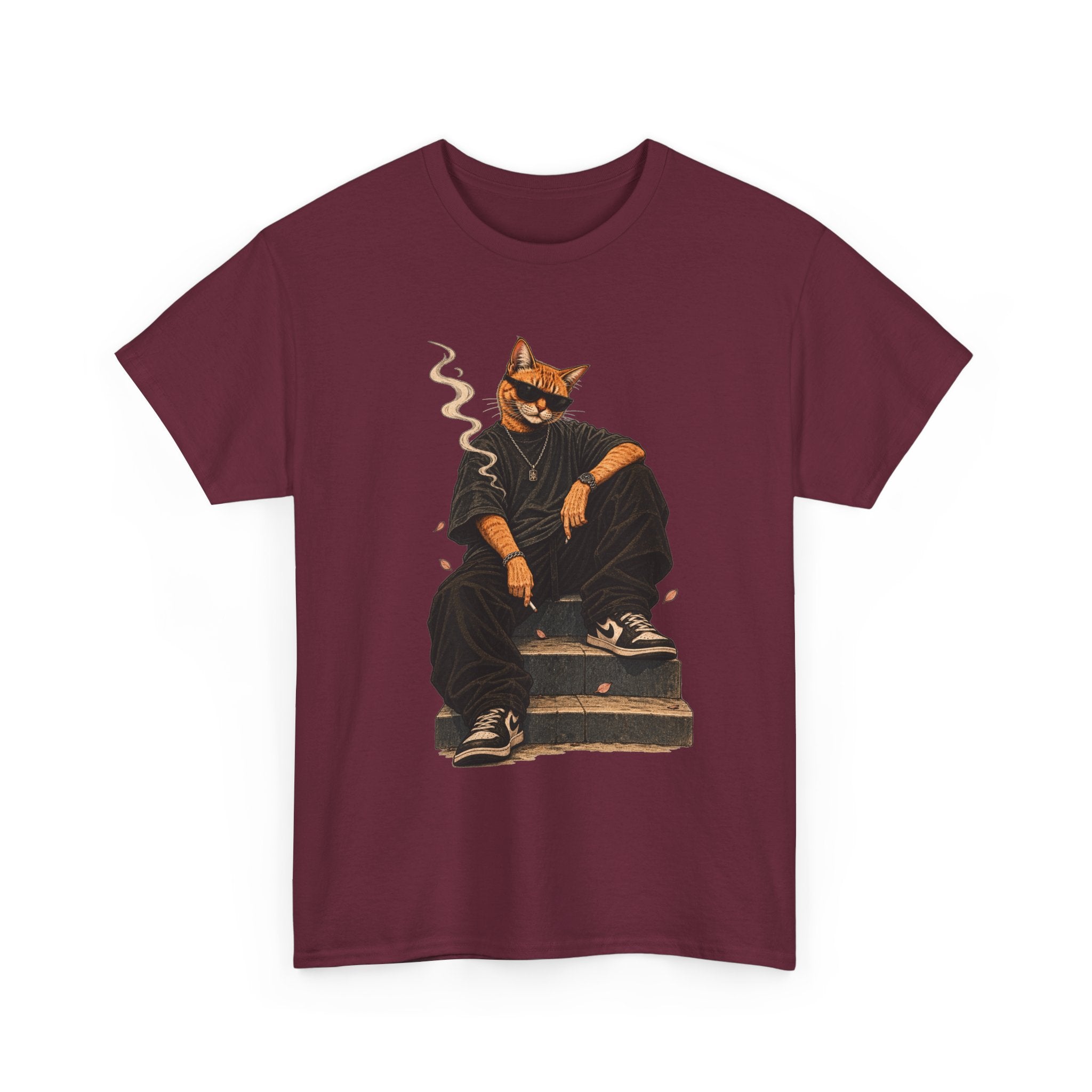 Cat Streetwear T-Shirt — Cool Cat Smoking Graphic Tee