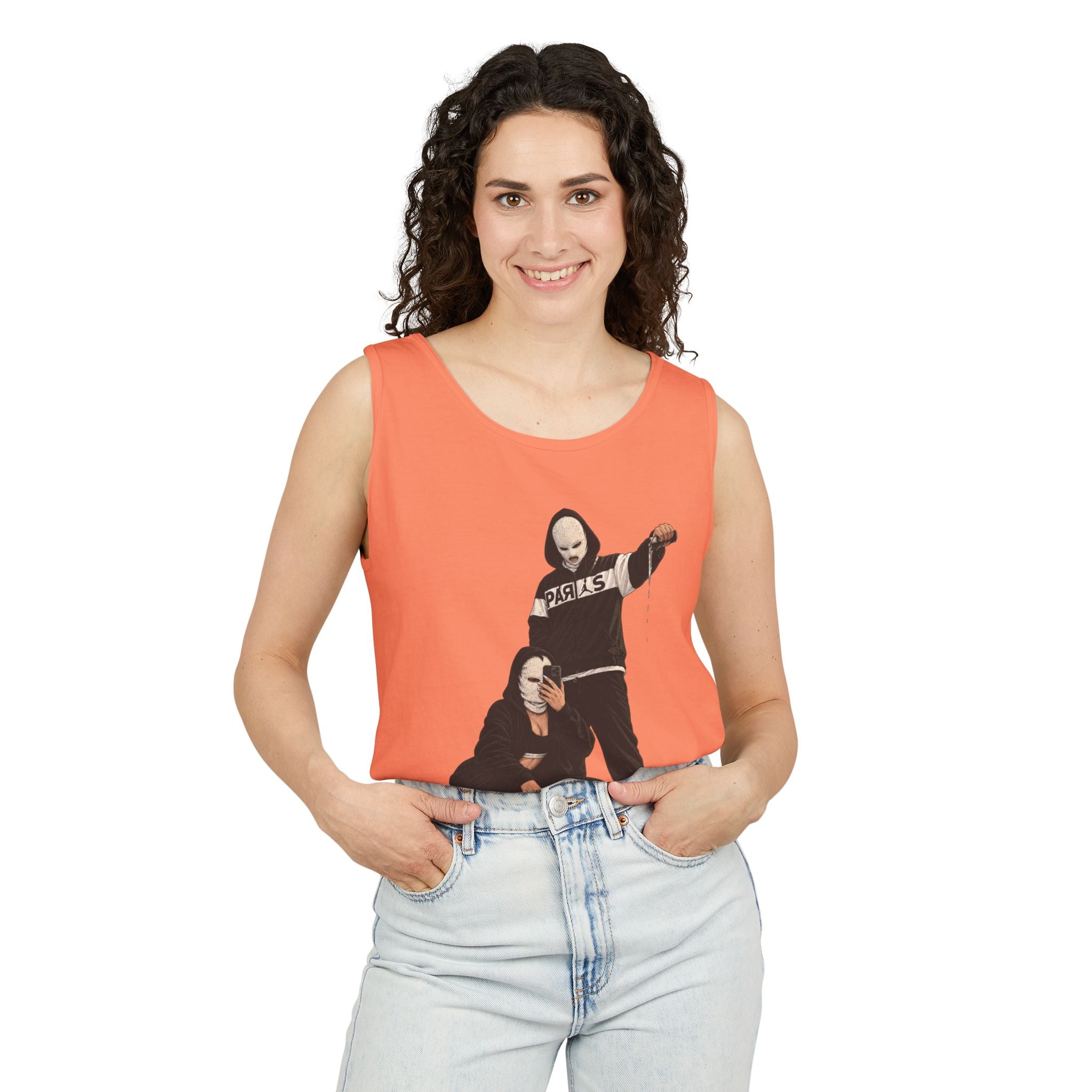 Street Style Tank Top — Graphic Masked Duo Illustration