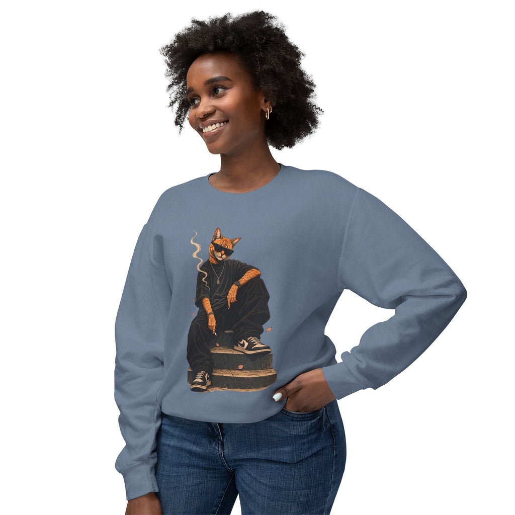 Cool Cat Crewneck Sweatshirt — Streetwear Cat Graphic