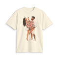 Romantic Couple Graphic Tee — Man Giving Bouquet to Woman