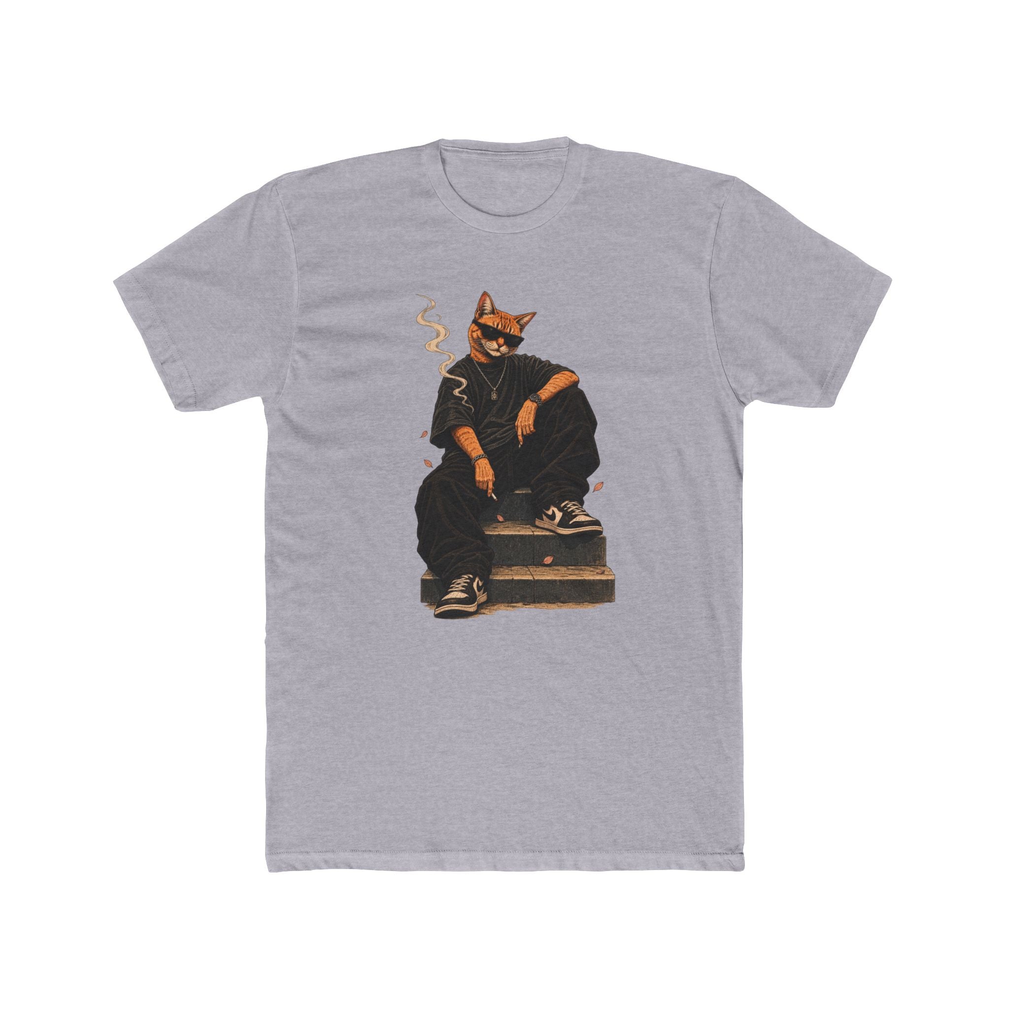 Cat Streetwear Tee — Cool Cat Sitting on Boombox Graphic T-Shirt