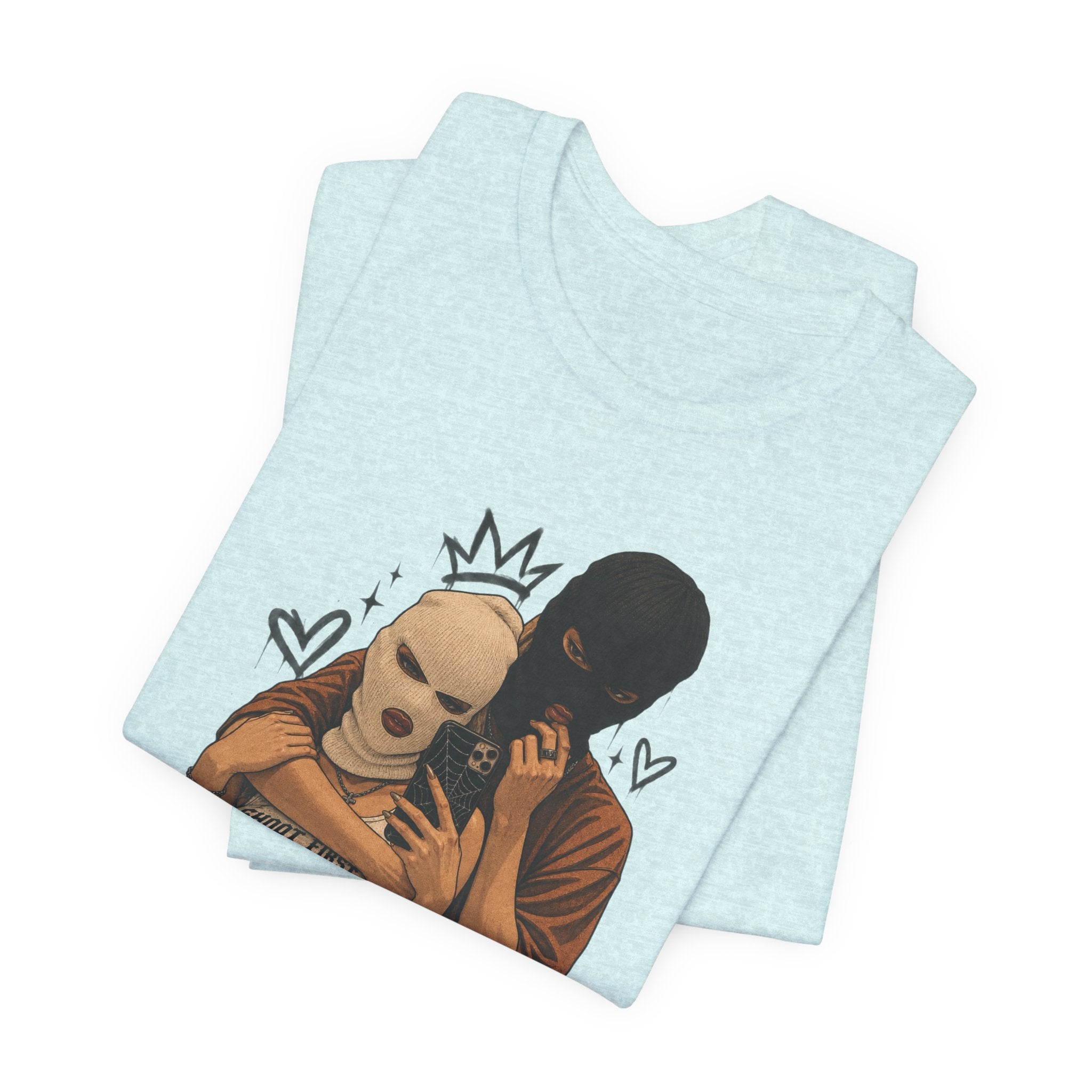 Masked Couple Graphic Tee — 'Trust' Streetwear T-Shirt