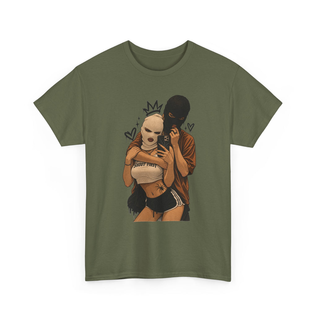 Graphic Couple Tee — 'Queen & King' Illustration