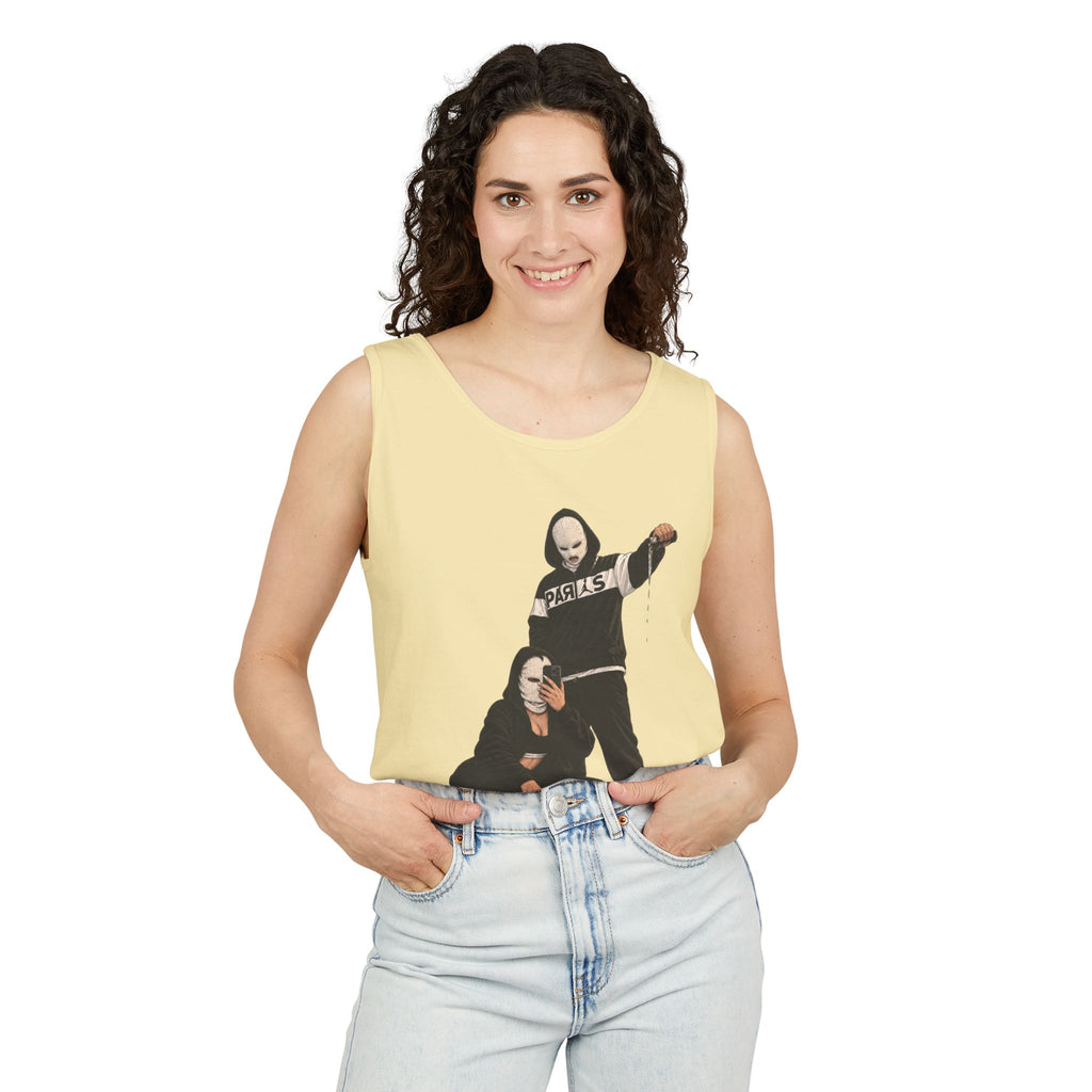 Street Style Tank Top — Graphic Masked Duo Illustration