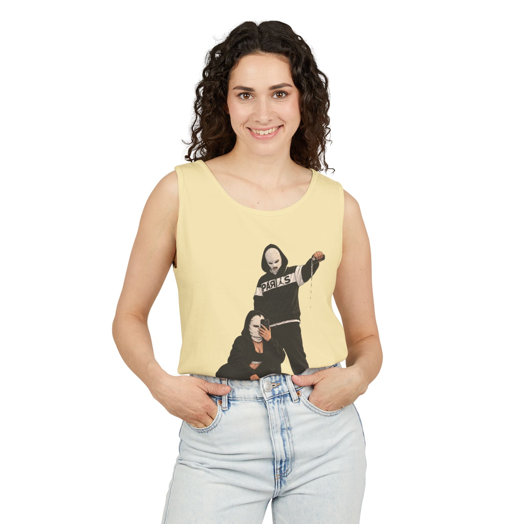 Street Style Tank Top — Graphic Masked Duo Illustration
