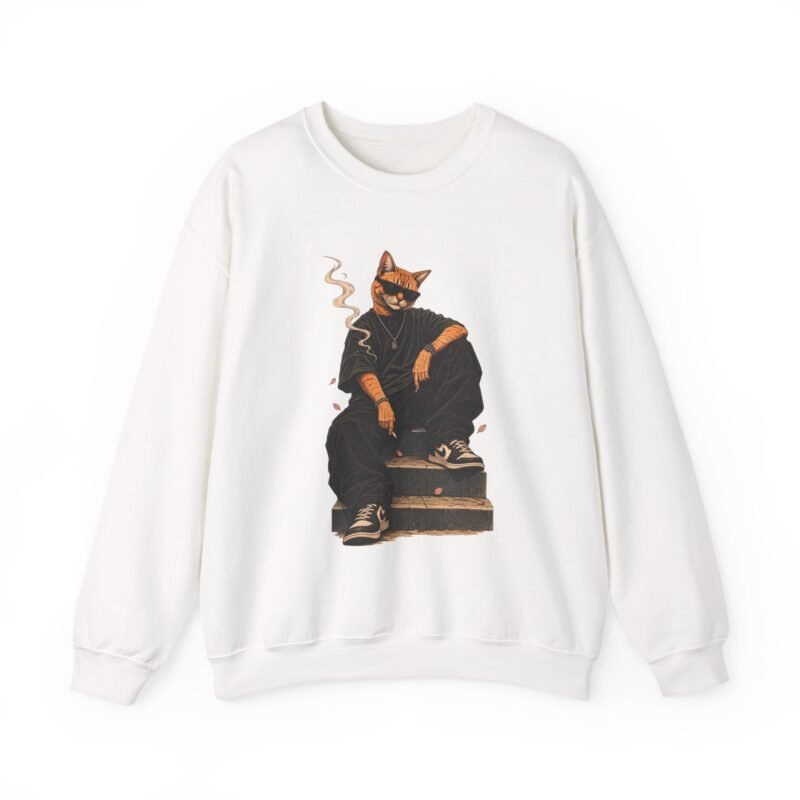 Cat Gangster Crewneck Sweatshirt — Urban Cat Graphic Pullover